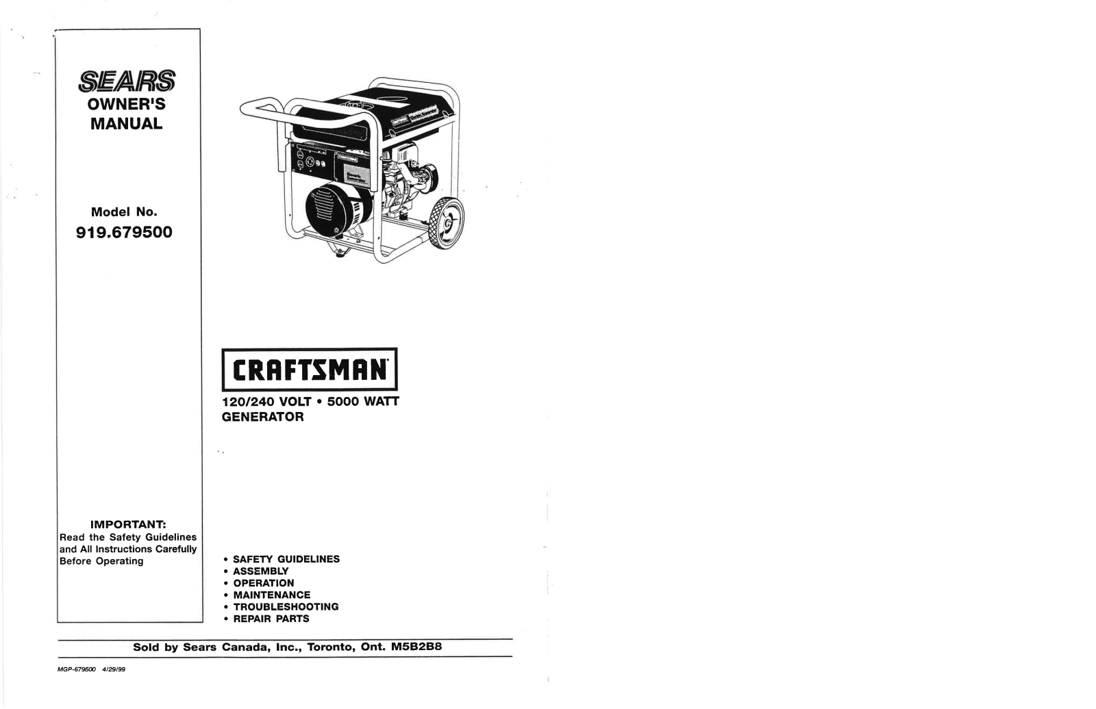 Craftsman MGP-679500 User Manual