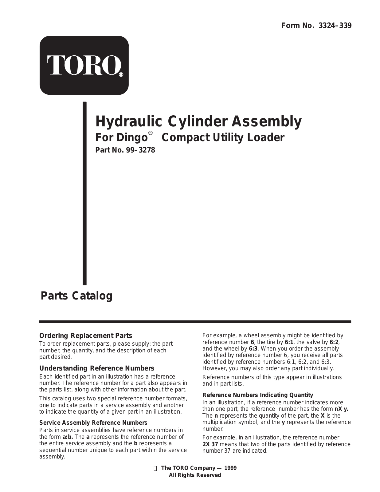 Toro 99-3278 Parts Catalogue