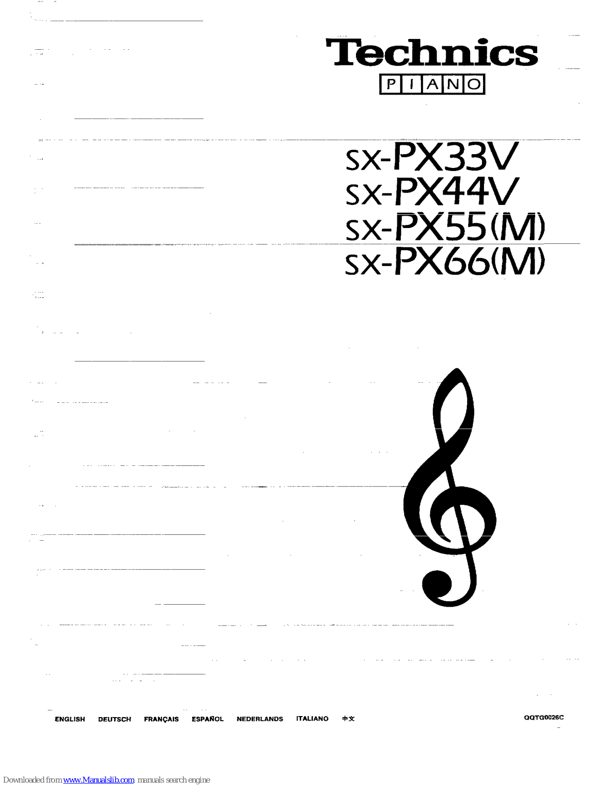 Technics SX-PX33V, SX-PX44V, SX-PX55, SX-PX55M, SX-PX66 Owner's Manual