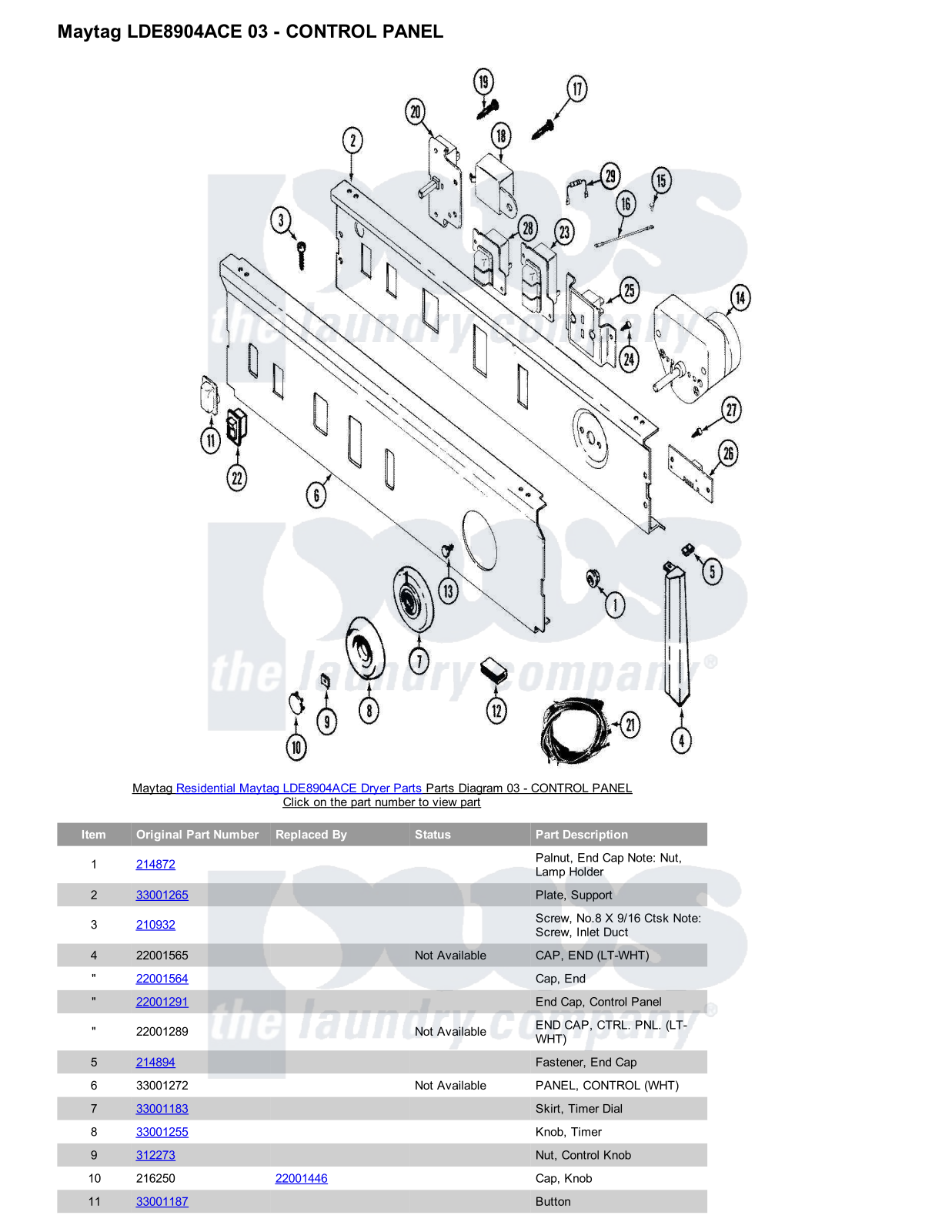 Maytag LDE8904ACE Parts Diagram