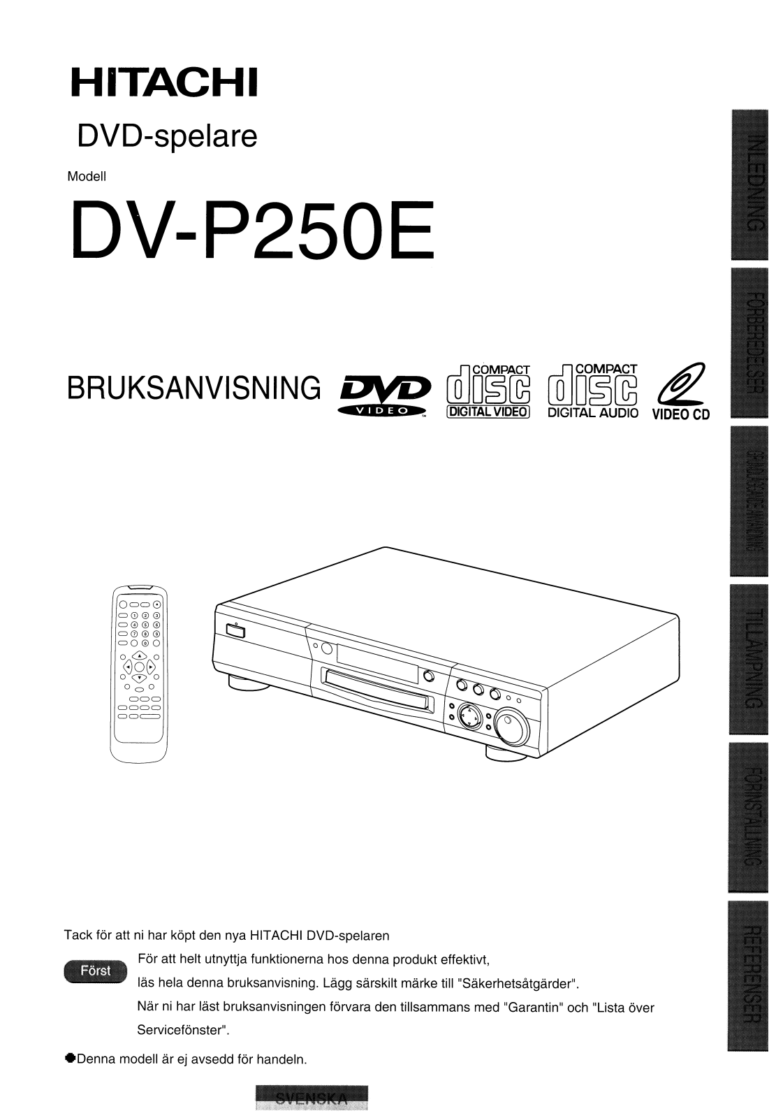 Hitachi DVP250E User Manual