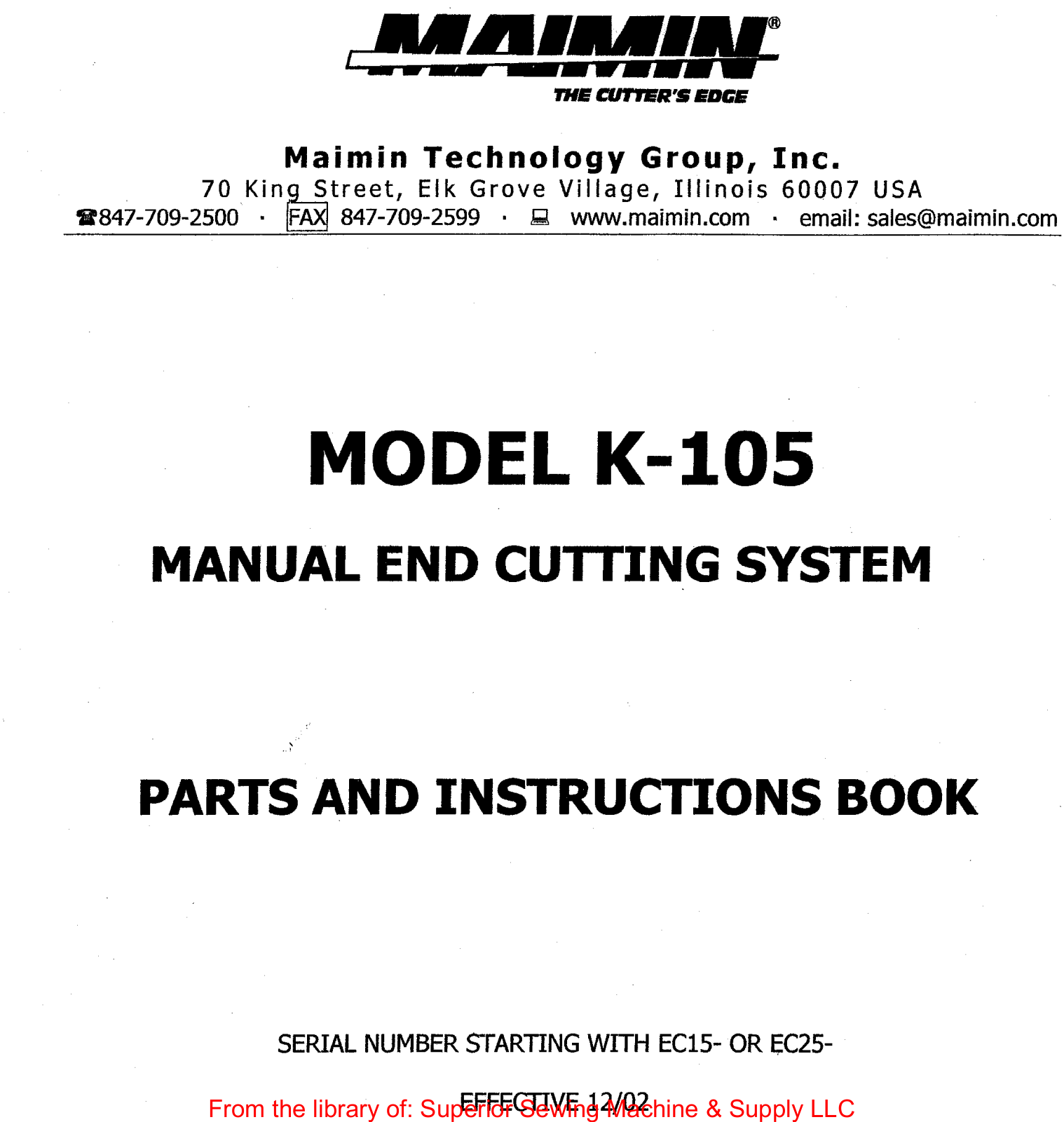 Maimin K-105 User Manual - ManualMachine.com
