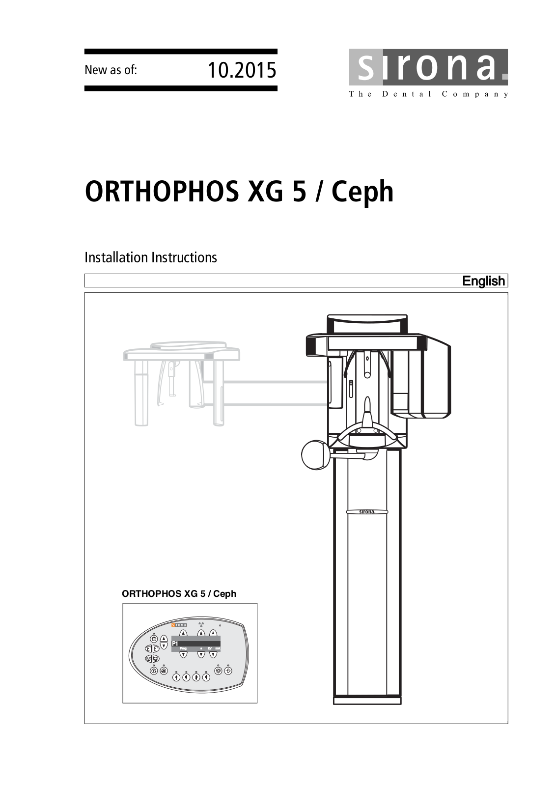 Sirona Orthophos XG5 Installation manual