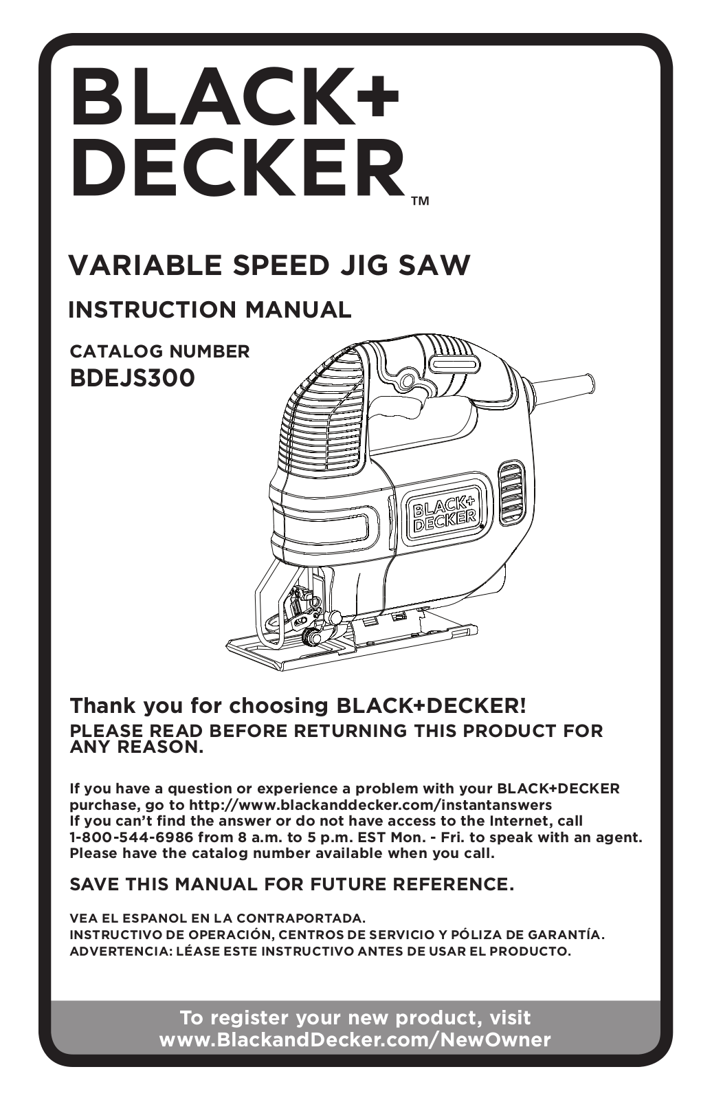 Black & Decker T4569B, BDEJS300C, BDEJS300 User Manual