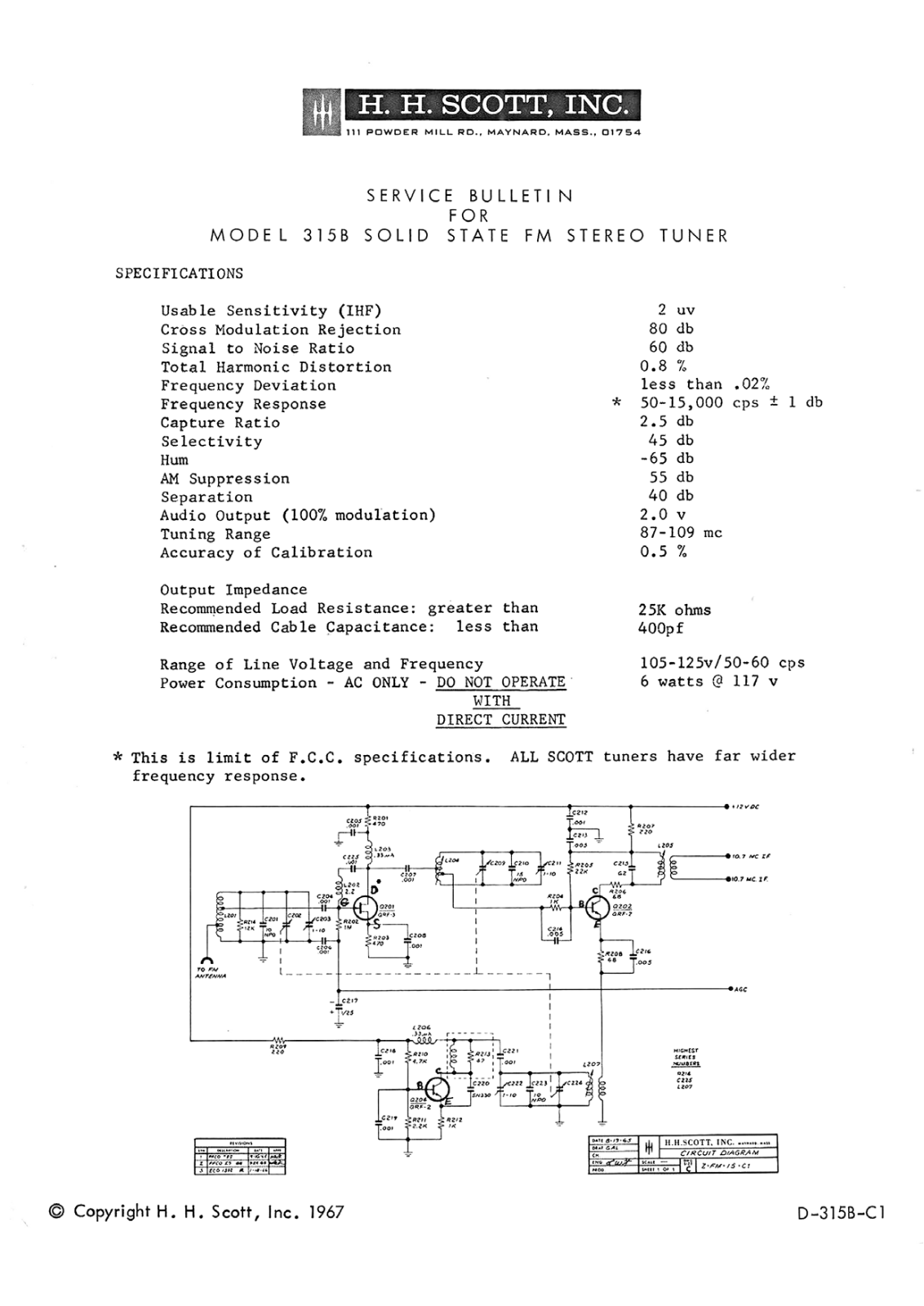 Scott 315B Sevice Bulletin