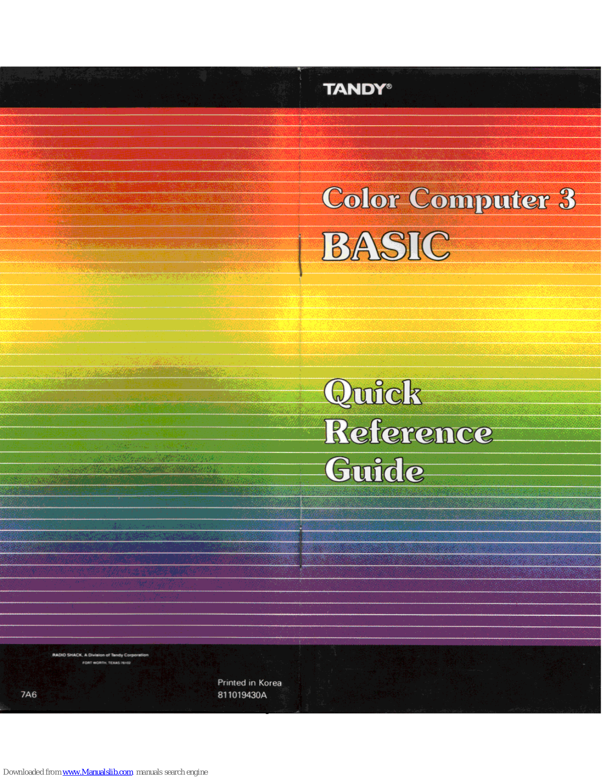 Tandy Color Computer 3 Basic Quick Reference Manual