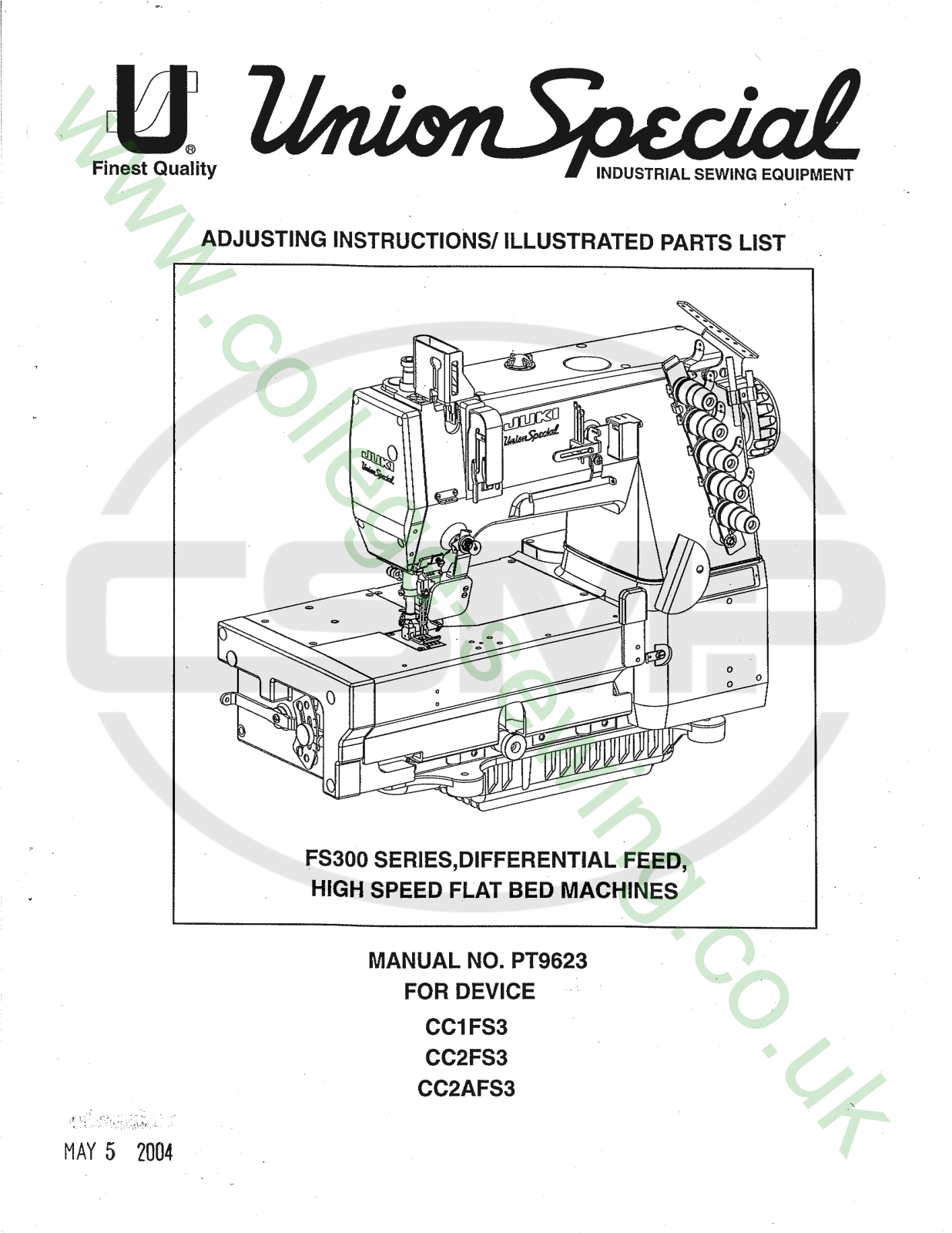 Union Special PT9623 Parts Book