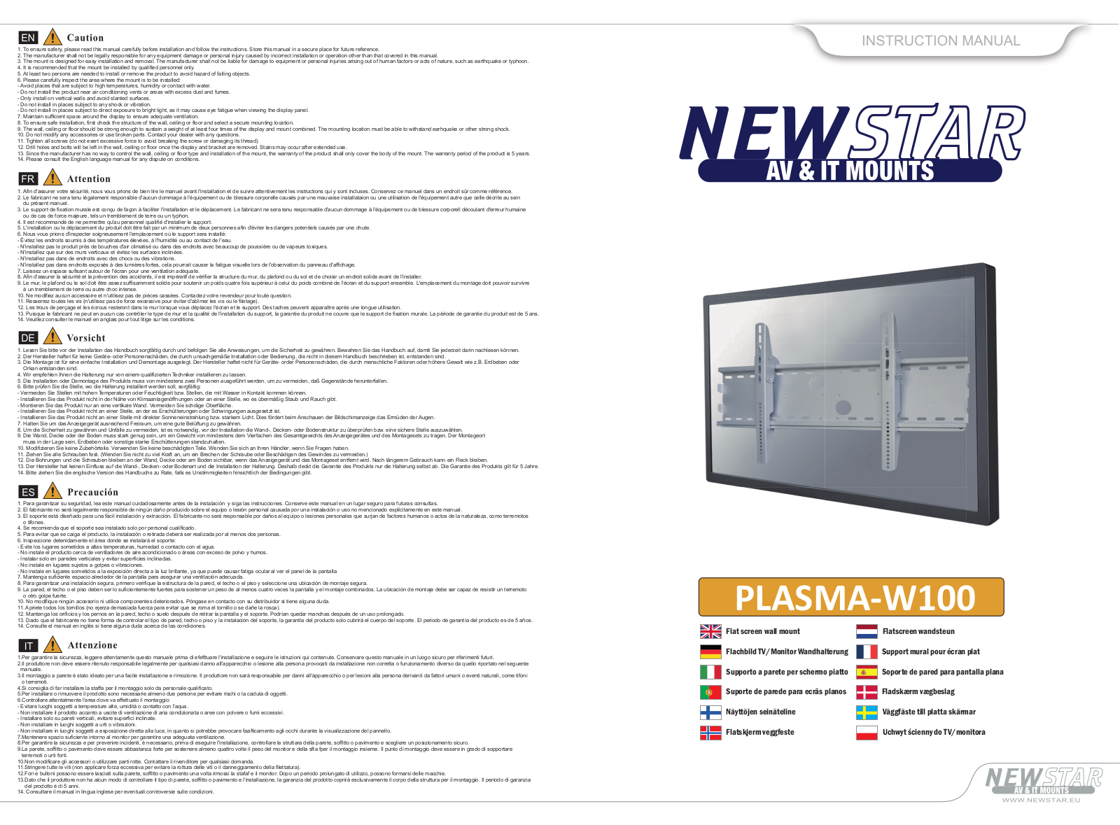 Newstar PLASMA-W100 User Manual