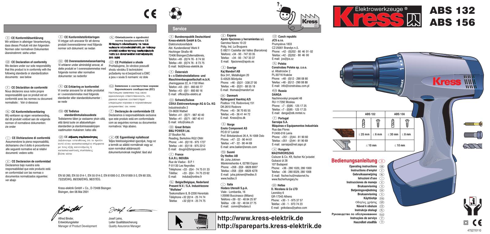 Kress ABS 156, ABS 132 User Manual