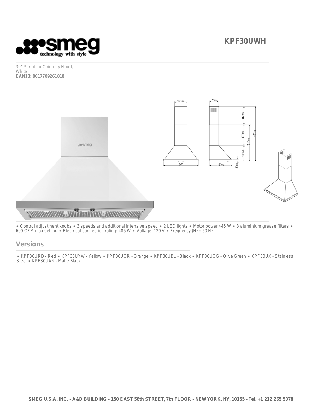 Smeg KPF30UWH User Manual