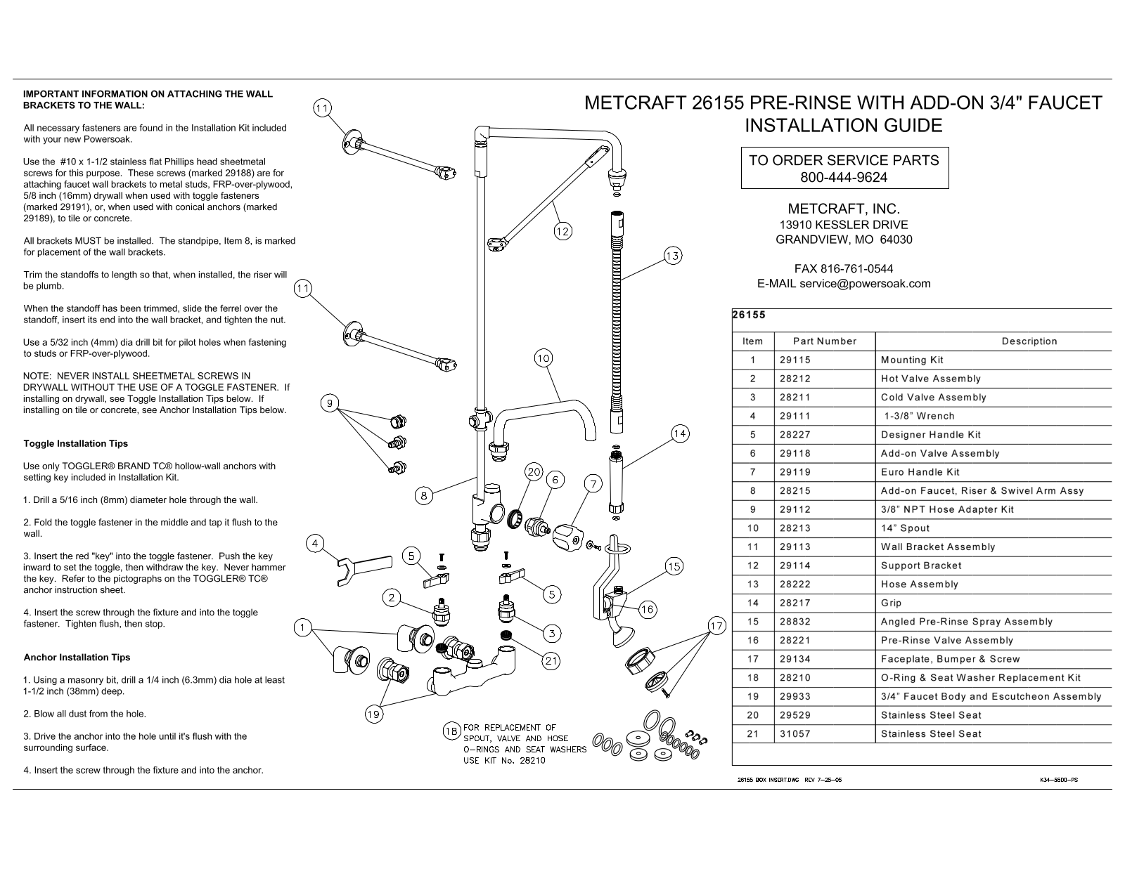 Metcraft 26155 Installation  Manual