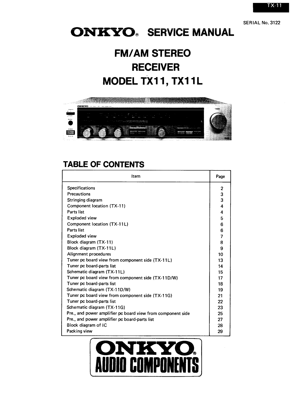 Onkyo TX-11 Service manual