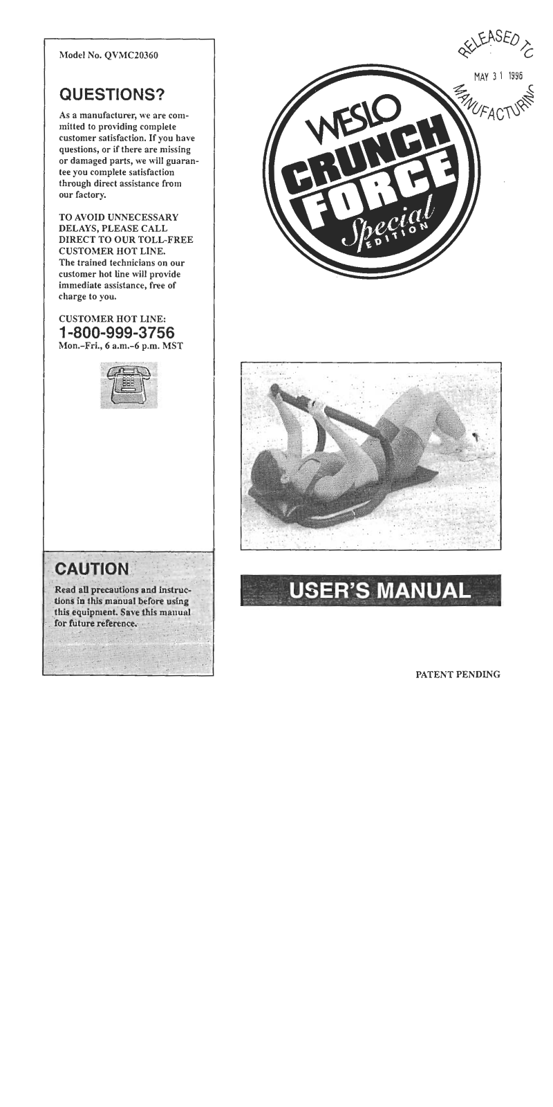 Weslo QVMC20360 Owner's Manual