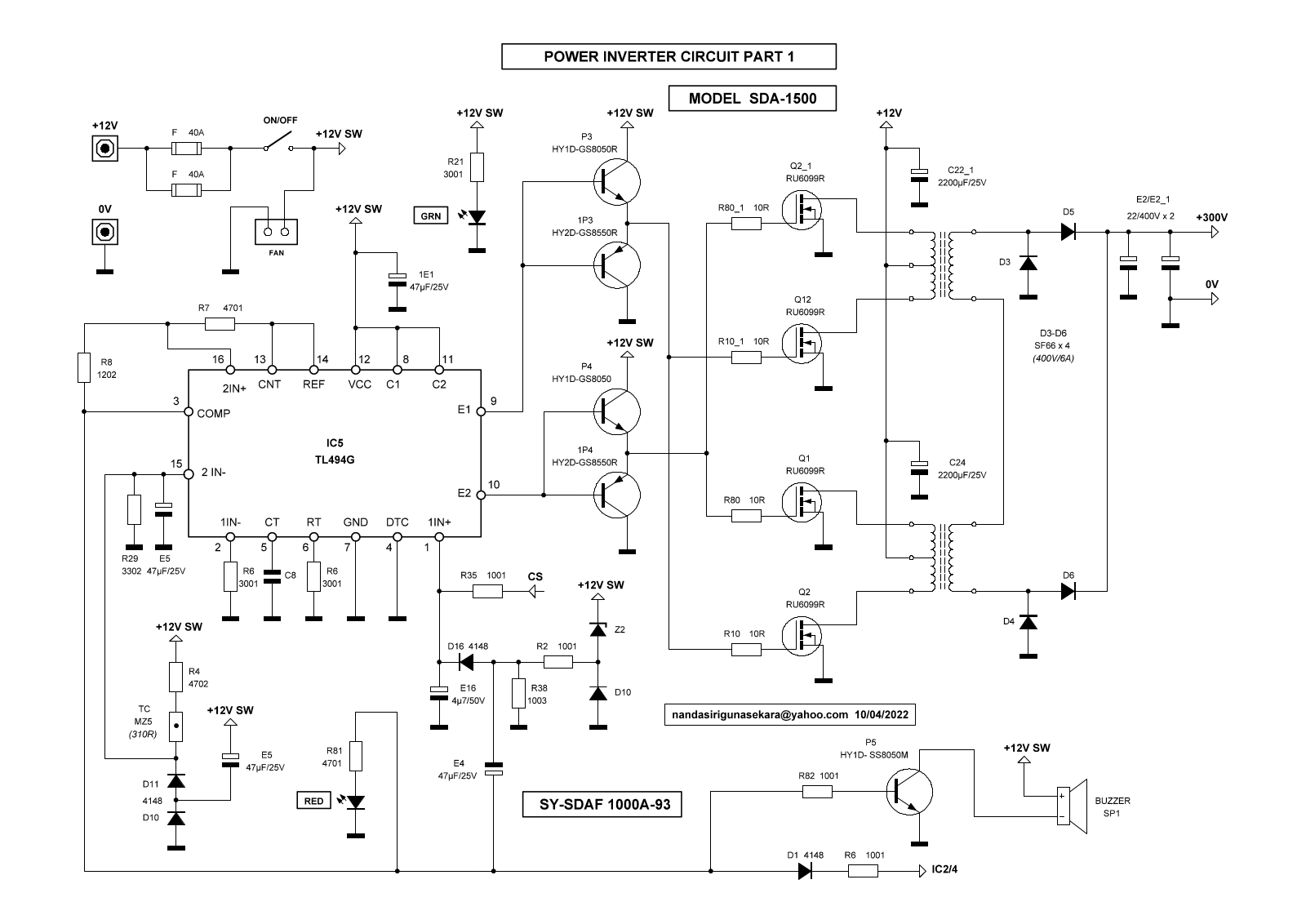 INVERTER SDA-1500 Schematics