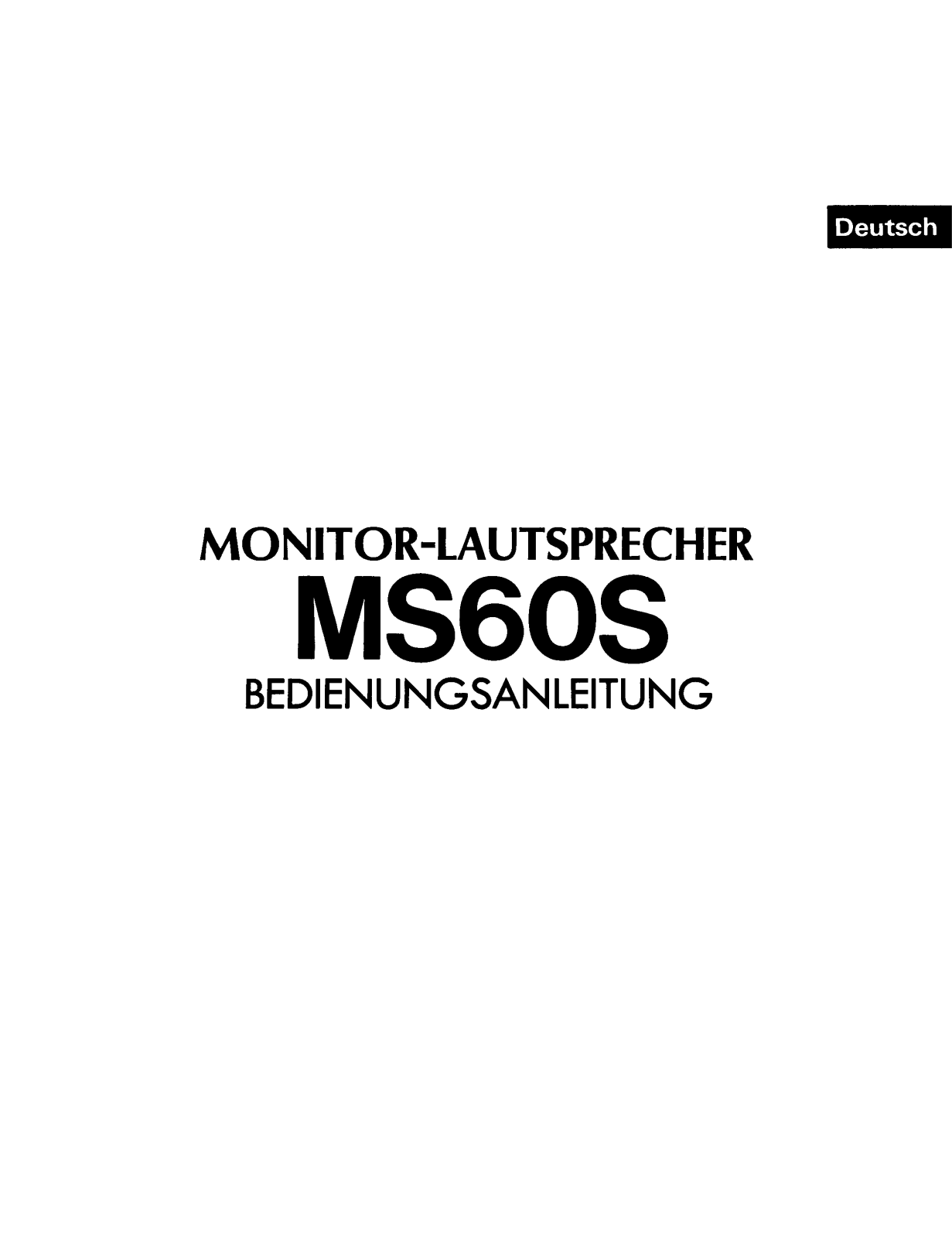 Yamaha MS60S User Manual