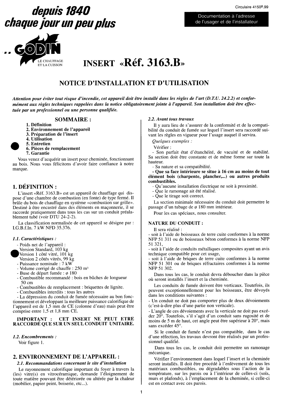 GODIN 3163.B User Manual