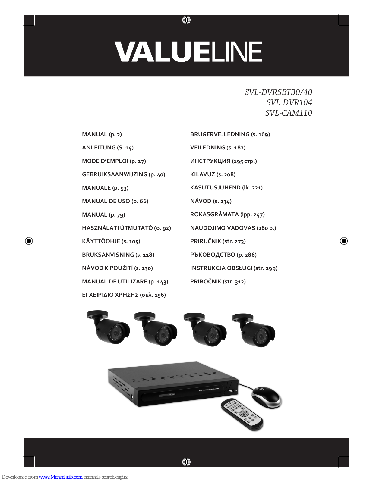 Valueline SVL-DVRSET30/40, SVL-DVR104, SVL-CAM110 User Manual