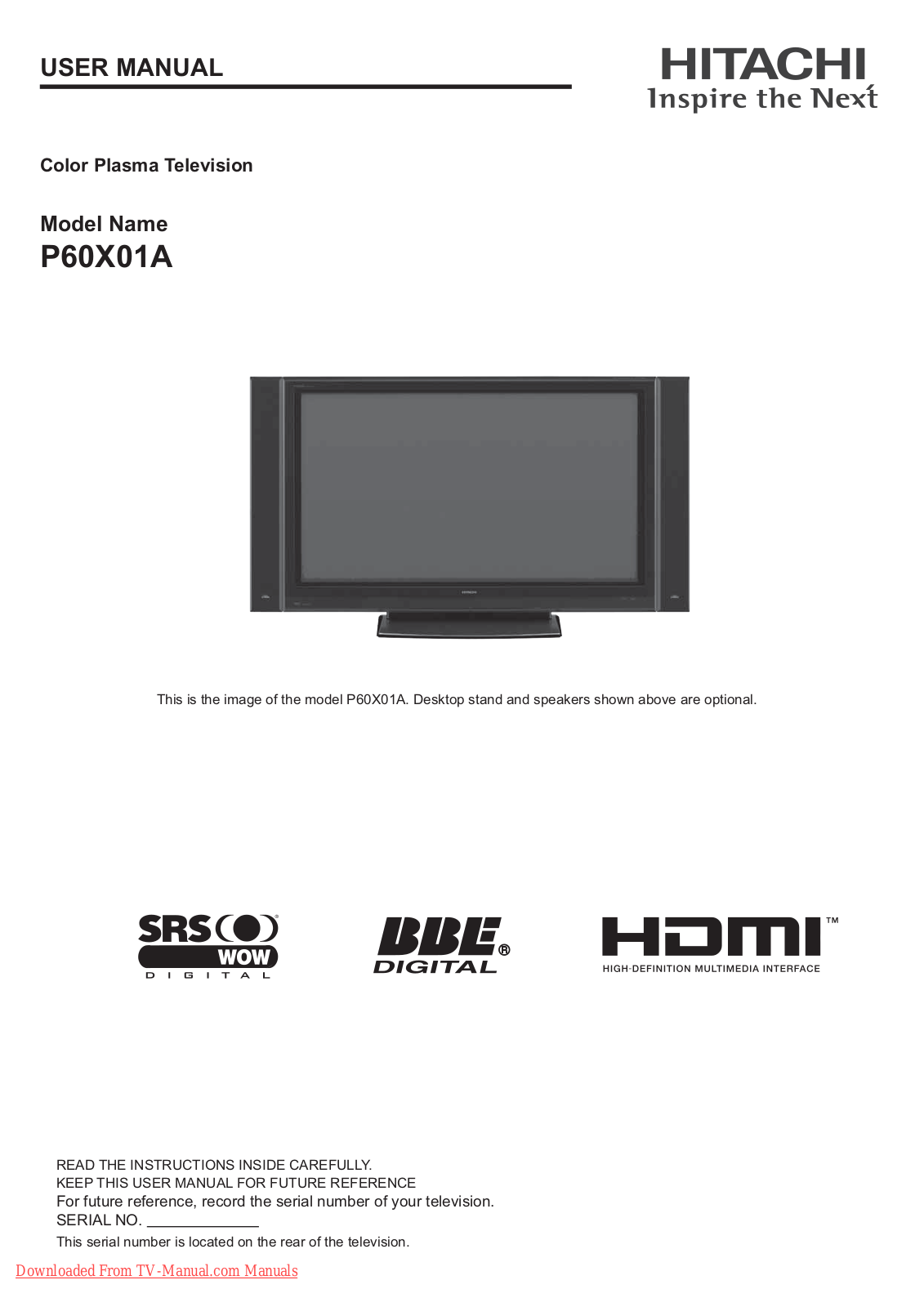 Hitachi P60X01A User Manual