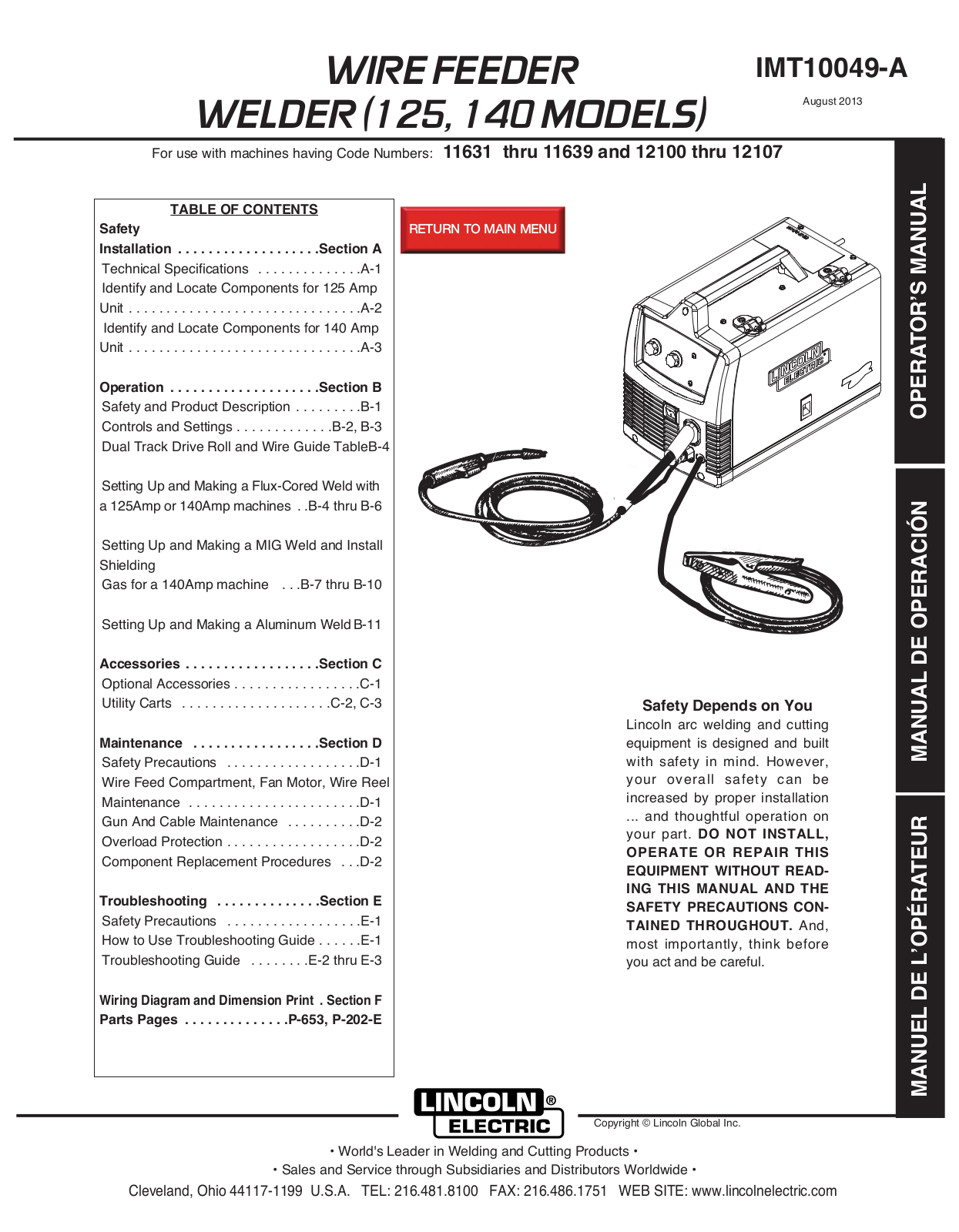 Lincoln Electric IMT10049 User Manual