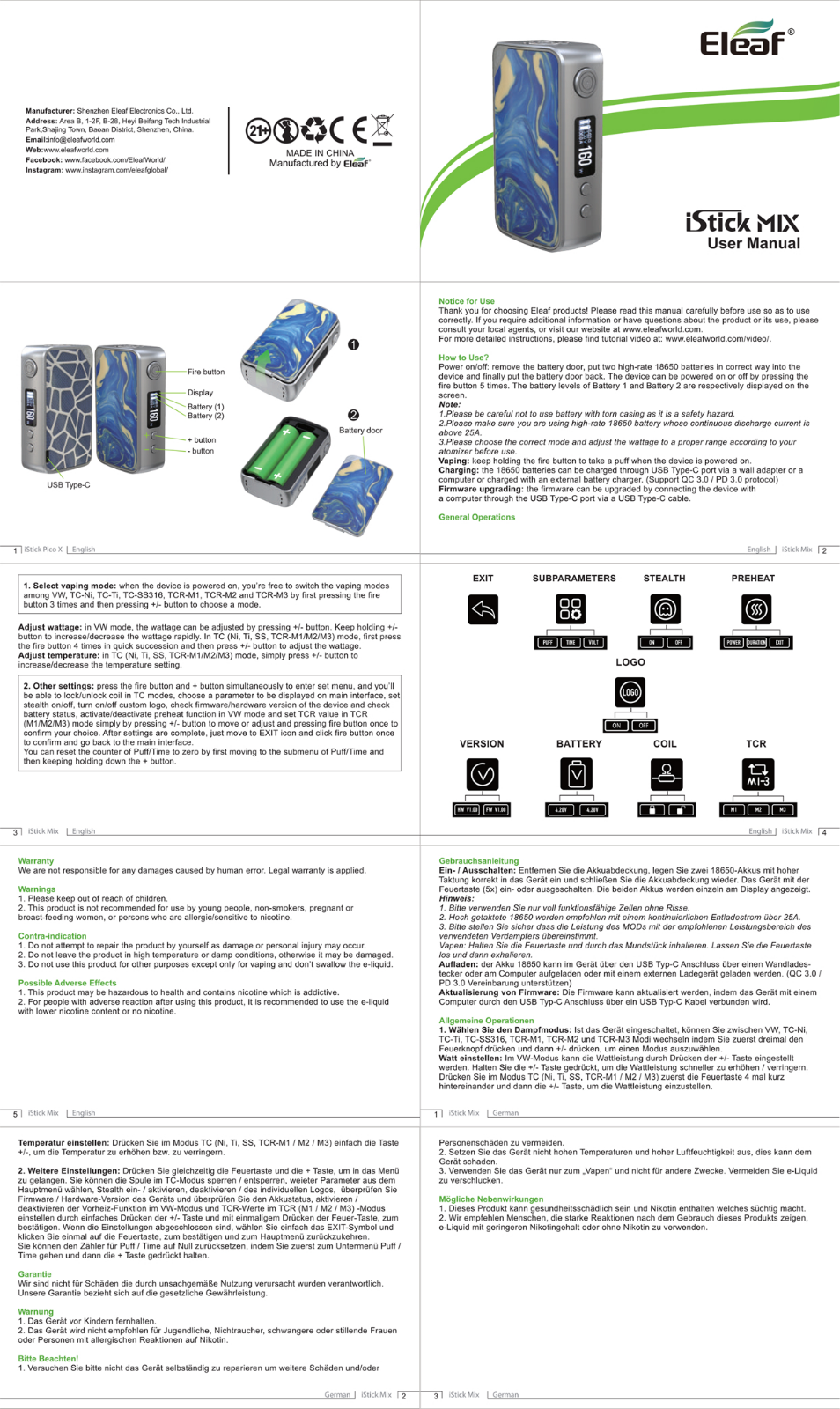 Eleaf Istick MIX User Manual