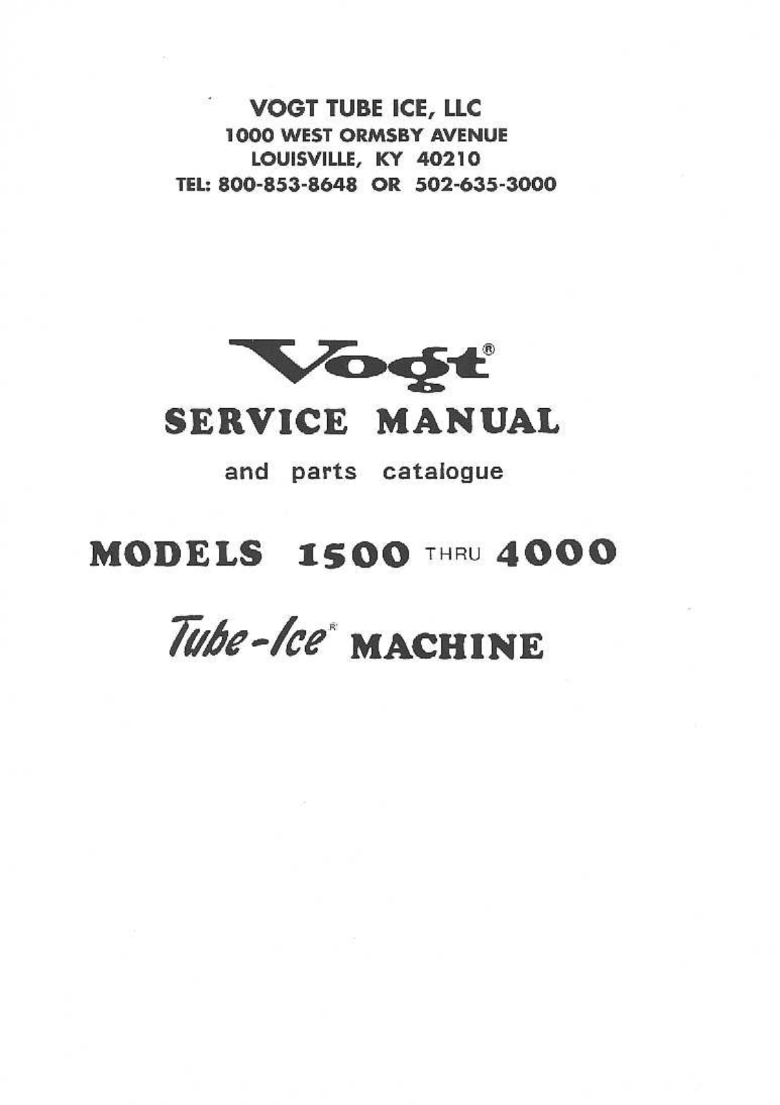 Vogt M 1500 Service Manual