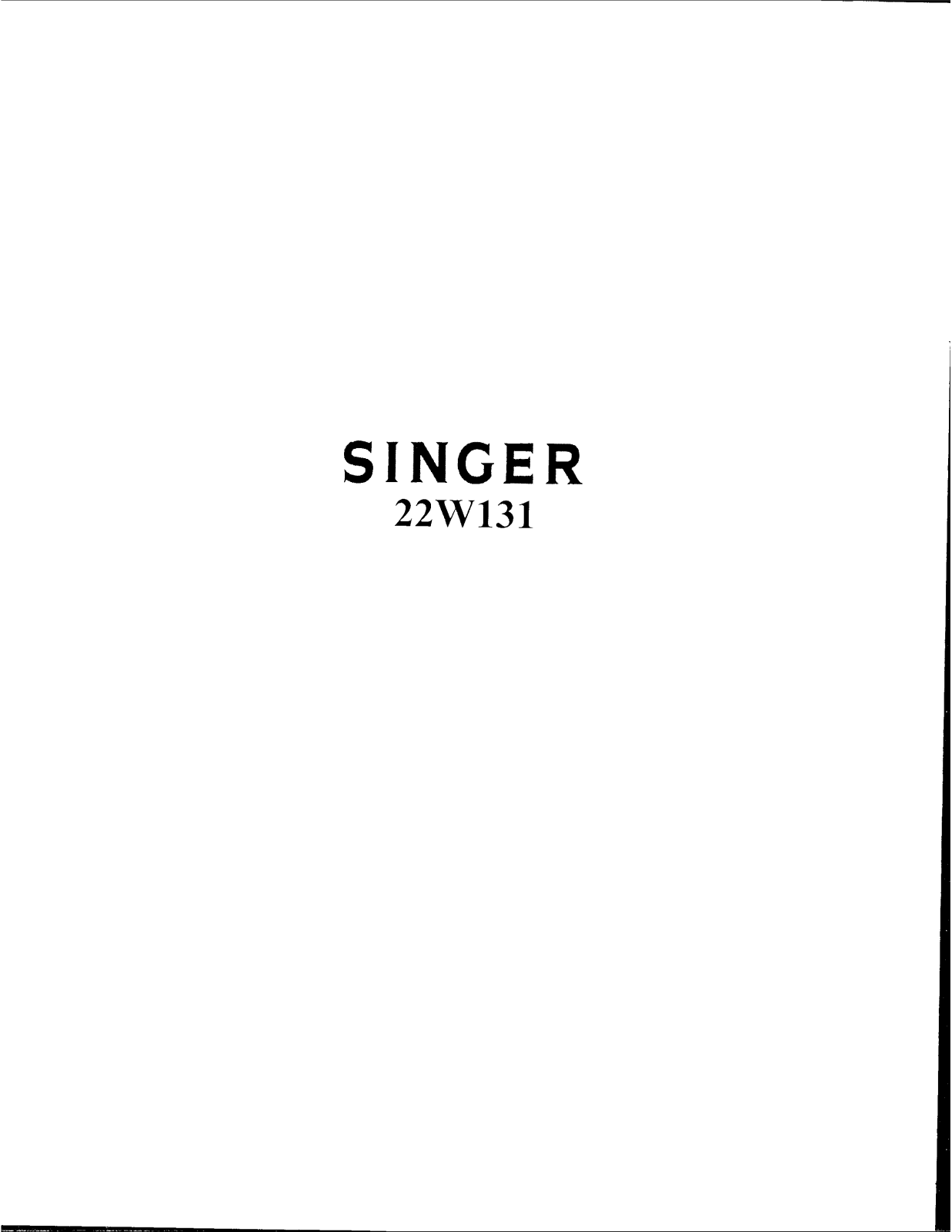 SINGER 22W121 Parts List