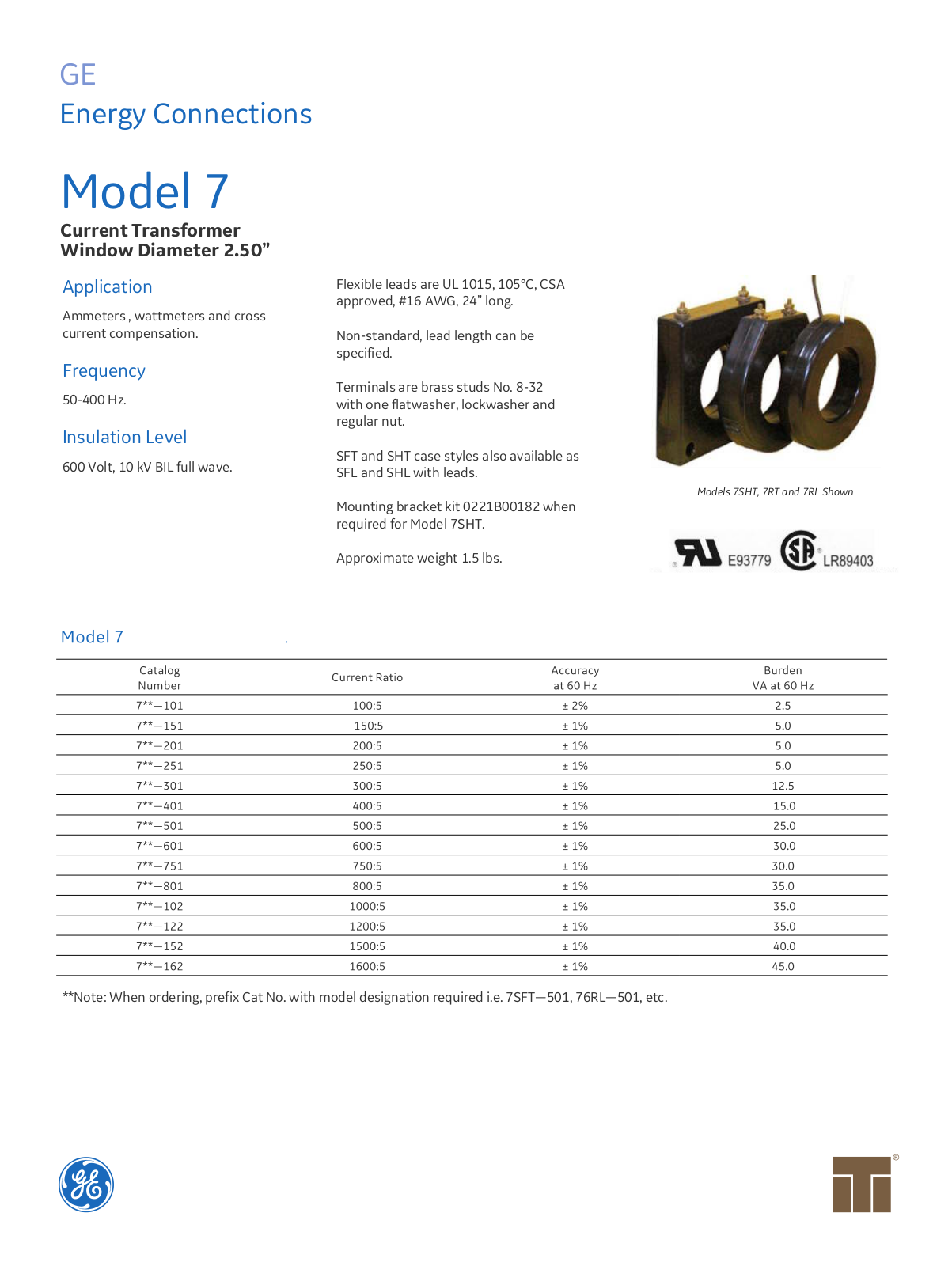 Instrument Transformer, Div of GE 7 Data Sheet - ManualMachine.com