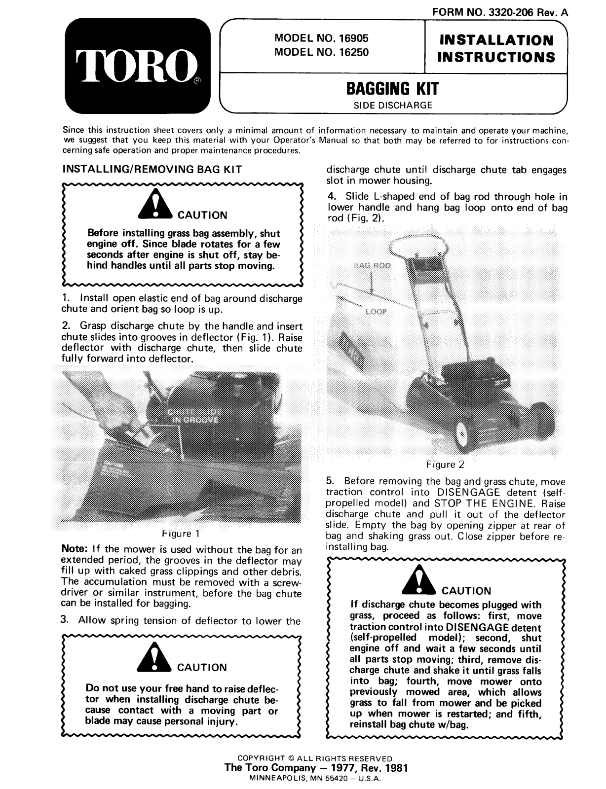 Toro 16905 Installation Instructions