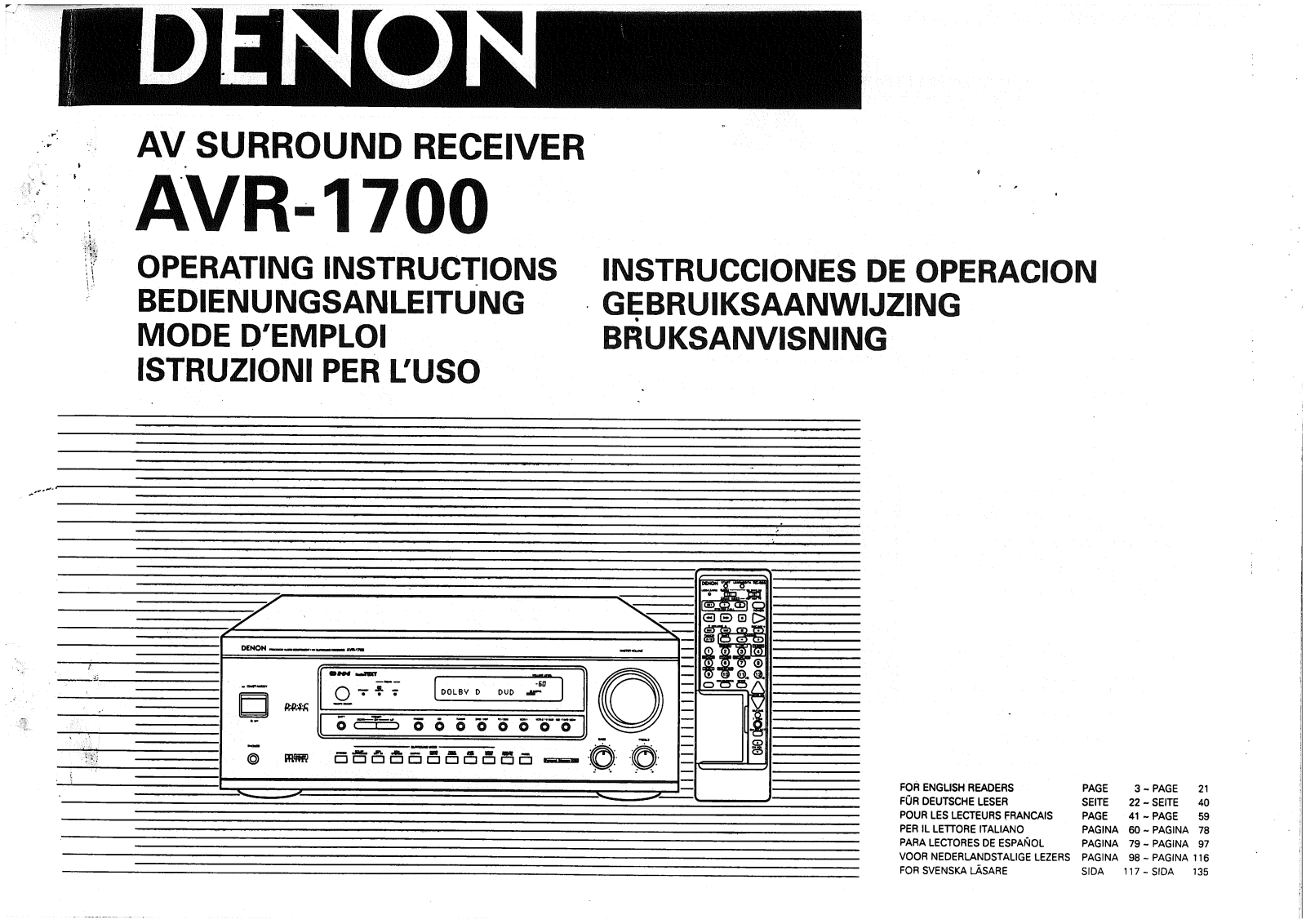 Denon AVR-1700 User Manual