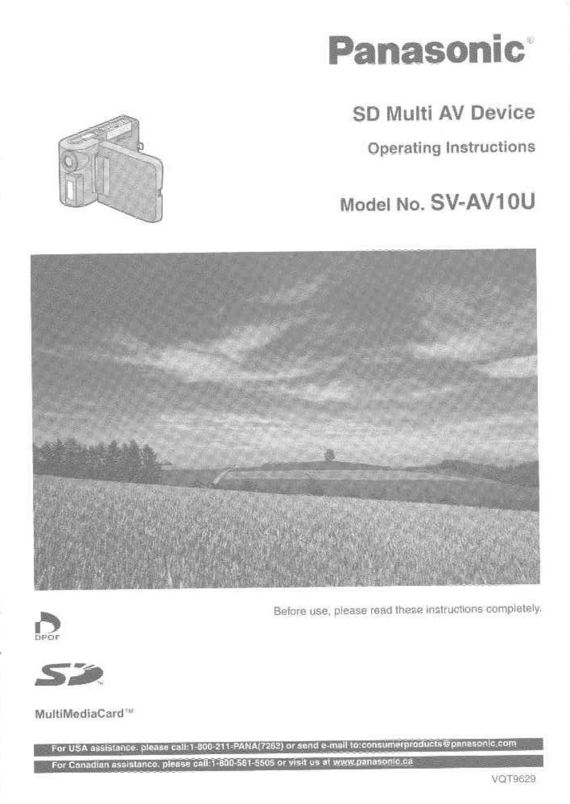 Panasonic sv-av10u Operation Manual