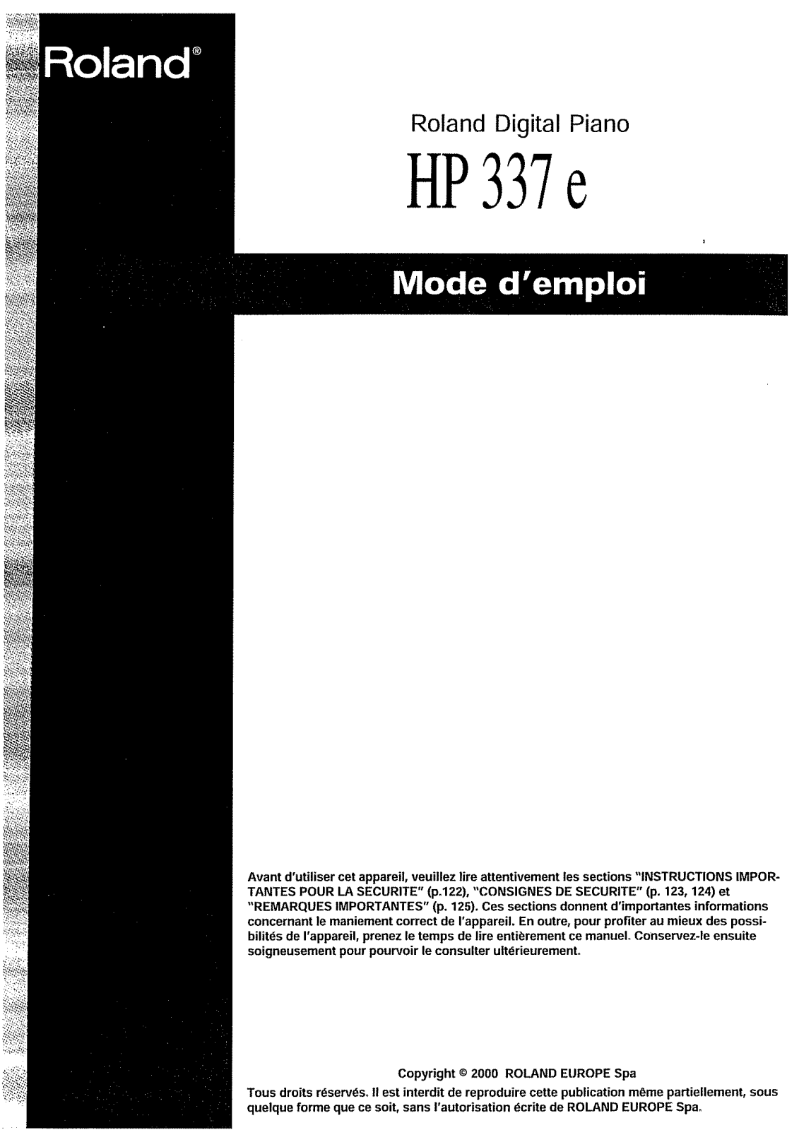 ROLAND HP-337 E User Manual