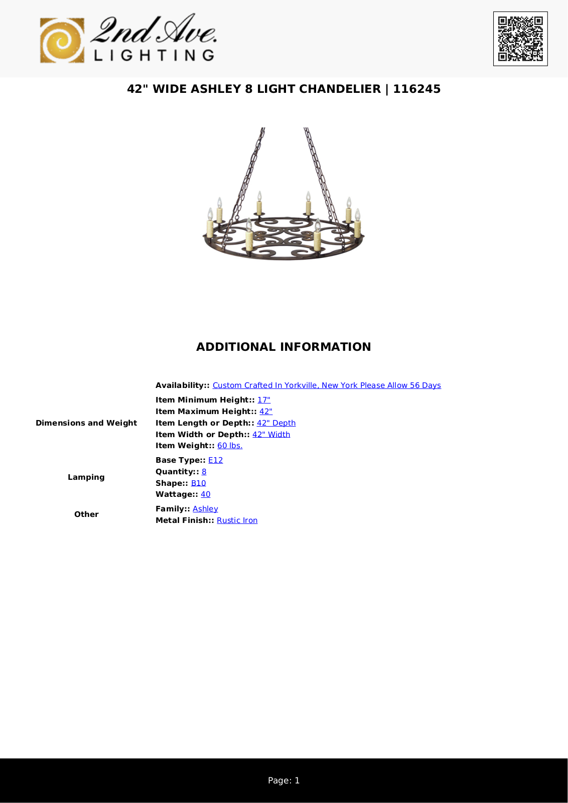 2nd Ave Design W008326252 Specifications - ManualMachine.com
