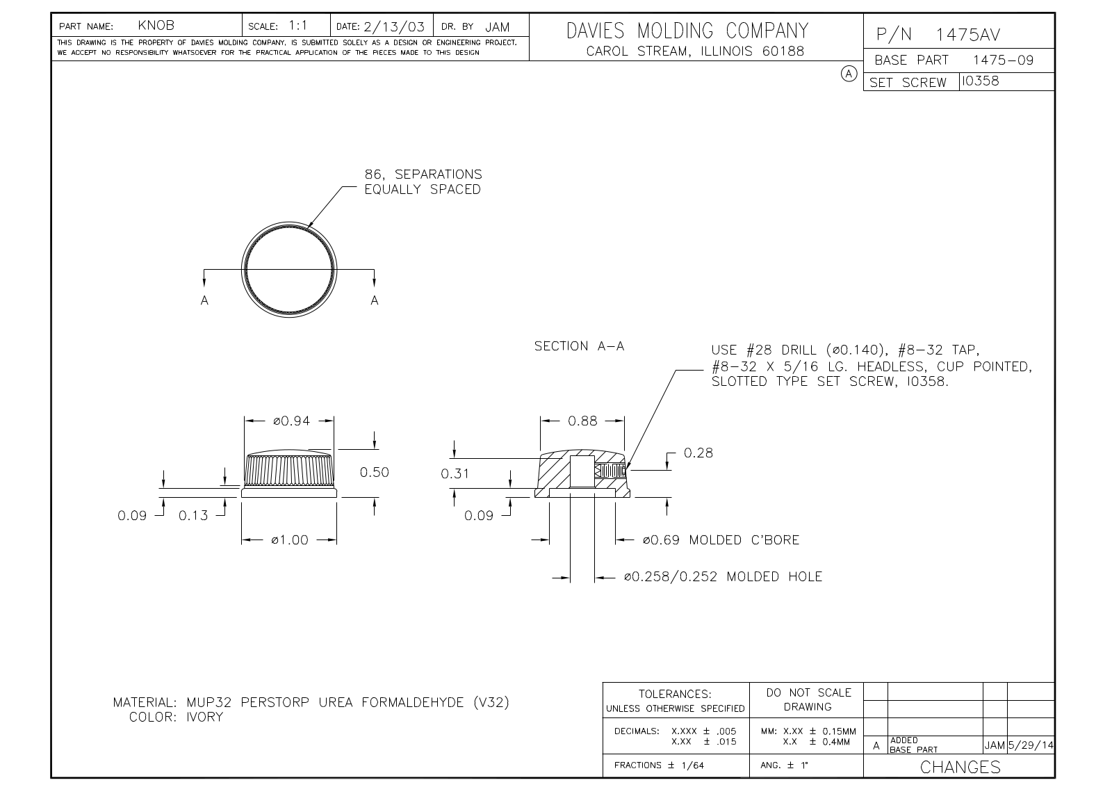 Davies Molding 1475AV Reference Drawing