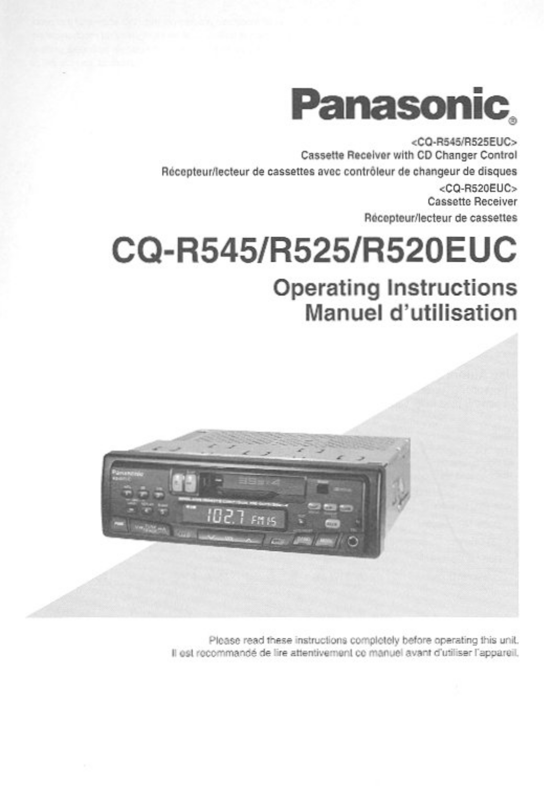 Panasonic cq-r545euc Operation Manual