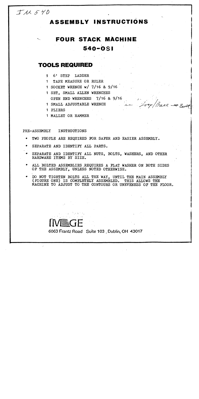 Image IM5400 Assembly Instruction