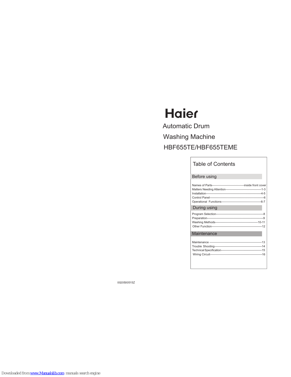 Haier HBF655TE, HBF655TEME User Manual