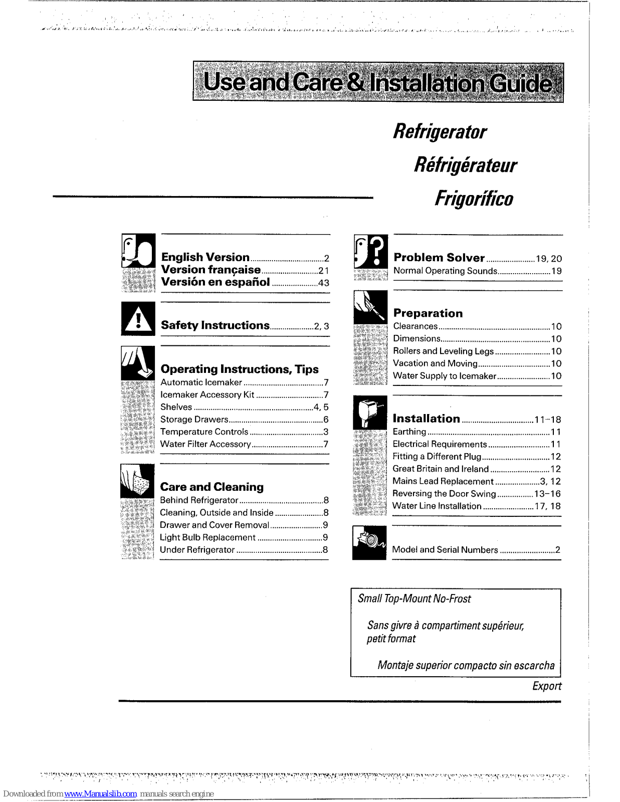 Smeg Refrigerator SRA416TP2 Use And Care & Installation Manual