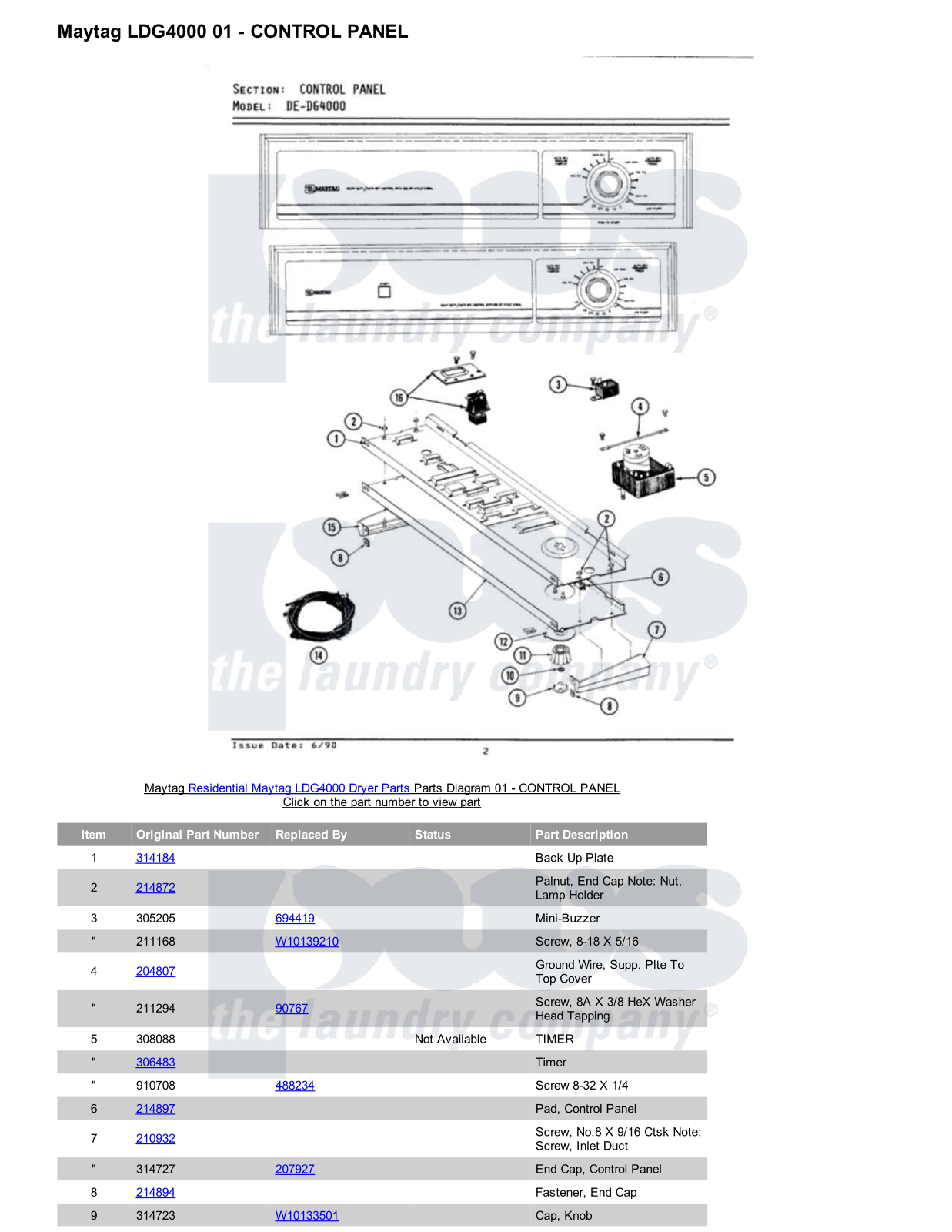 Maytag LDG4000 Parts Diagram