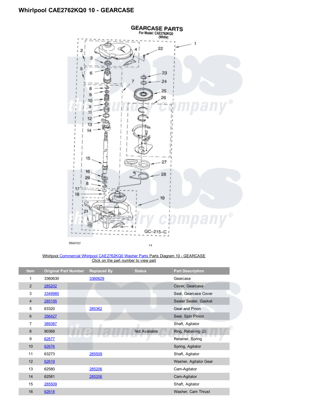 Whirlpool CAE2762KQ0 Parts Diagram