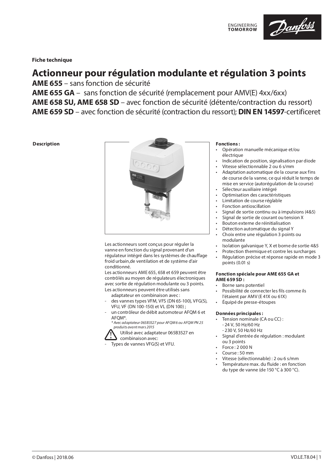 Danfoss AME 655, AME 655 GA, AME 658 SU, AME 658 SD, AME 659 SD Data sheet