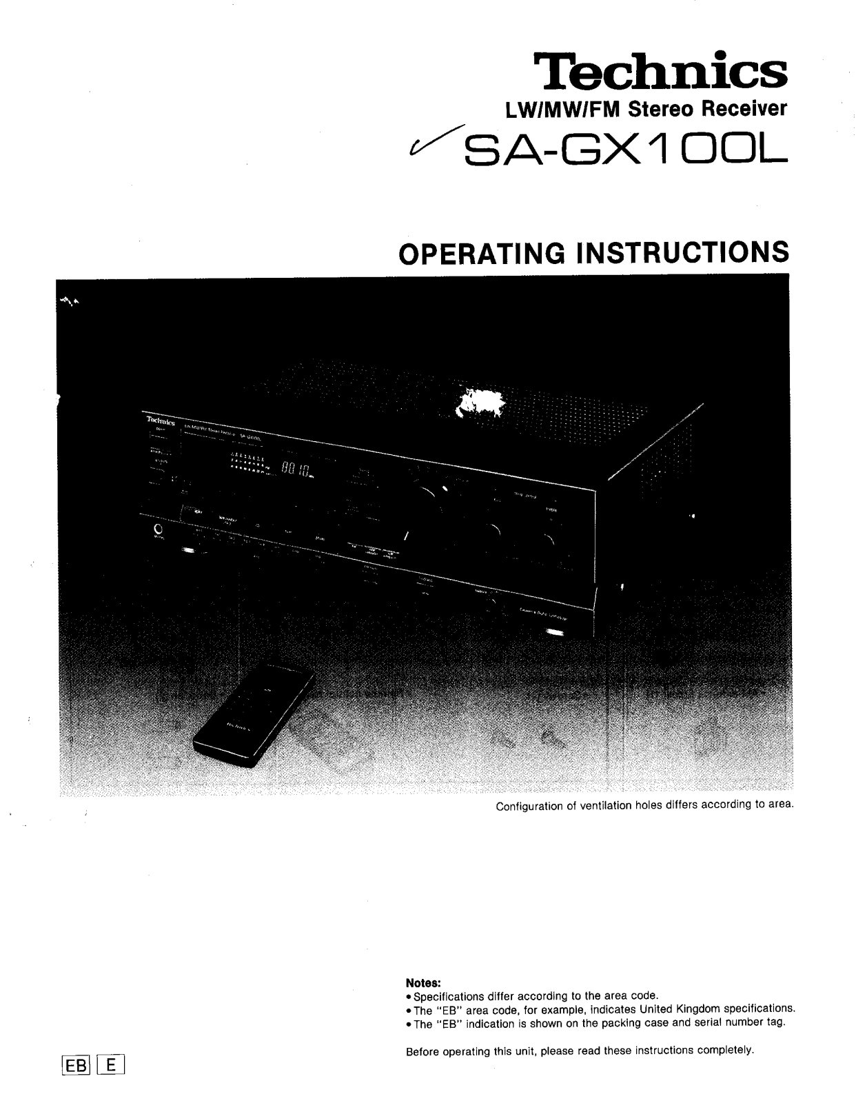 Panasonic SA-GX100L User Manual