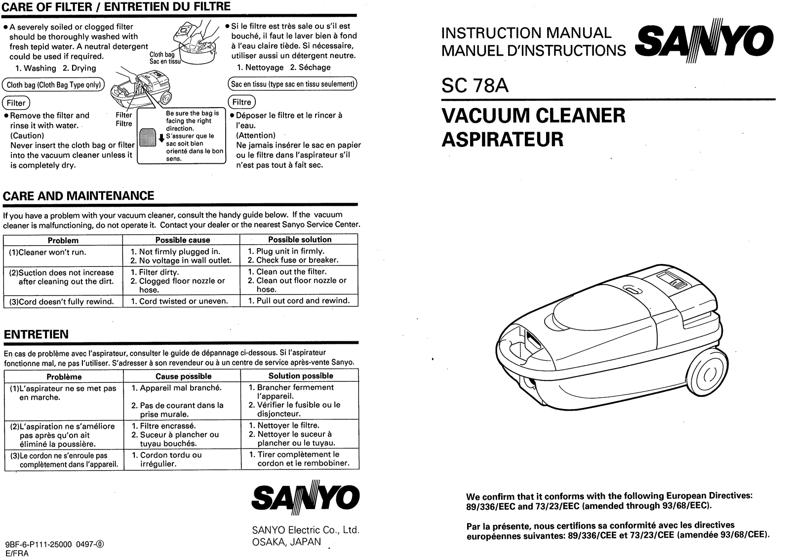 Sanyo SC-78A Instruction Manual