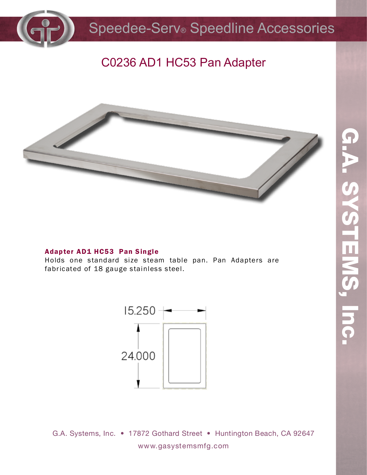 Ga Systems AD1 HC53 User Manual