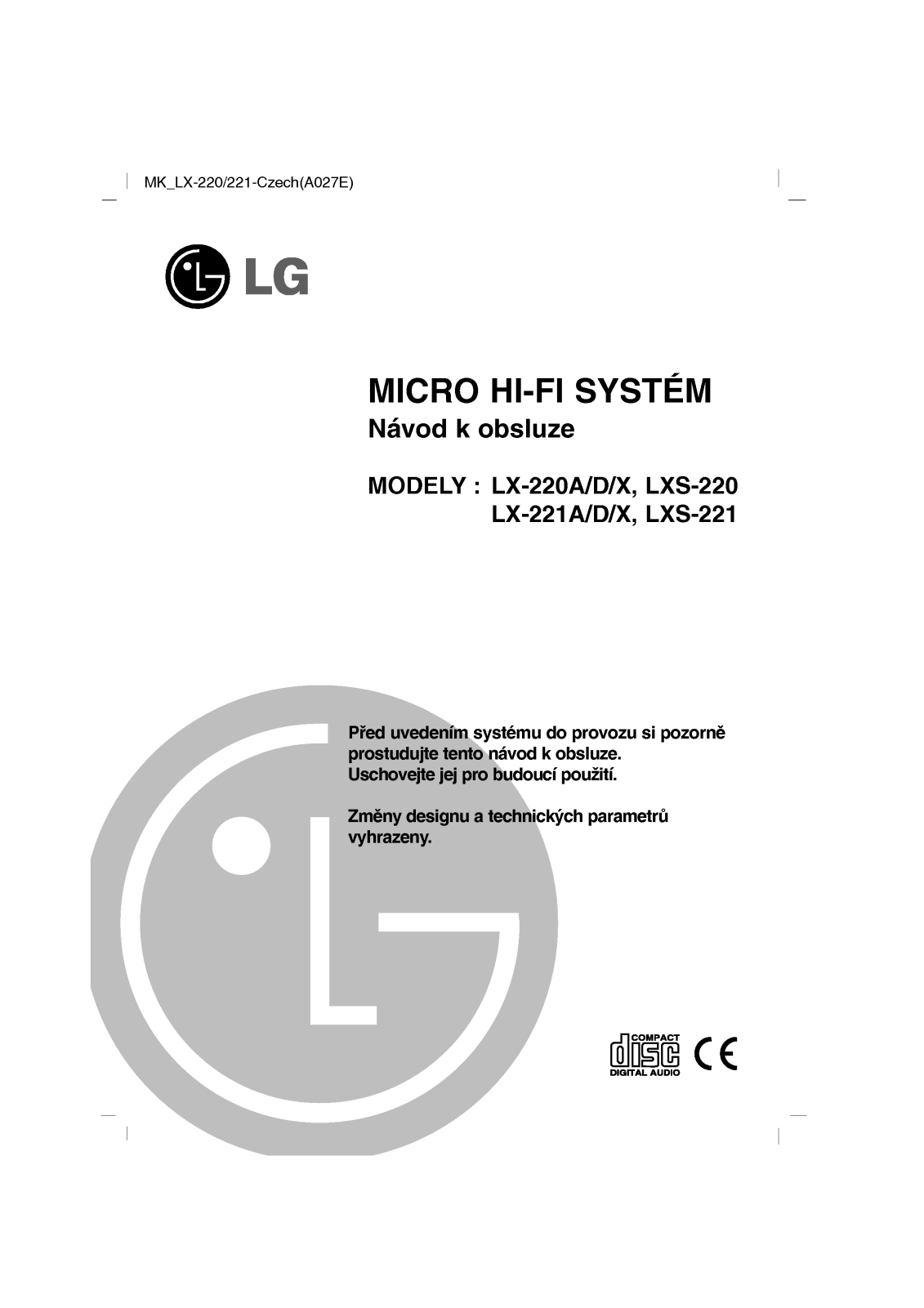 Lg LX-220D, LX-220A, LX-220X, LXS-220, LX-221D user Manual