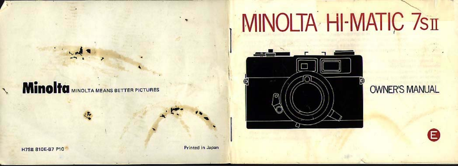 MINOLTA Hi-Matic 7S II Owner's Manual