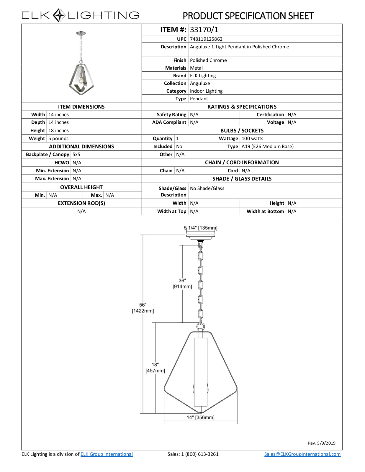 ELK Lighting 331701 Specifications - ManualMachine.com