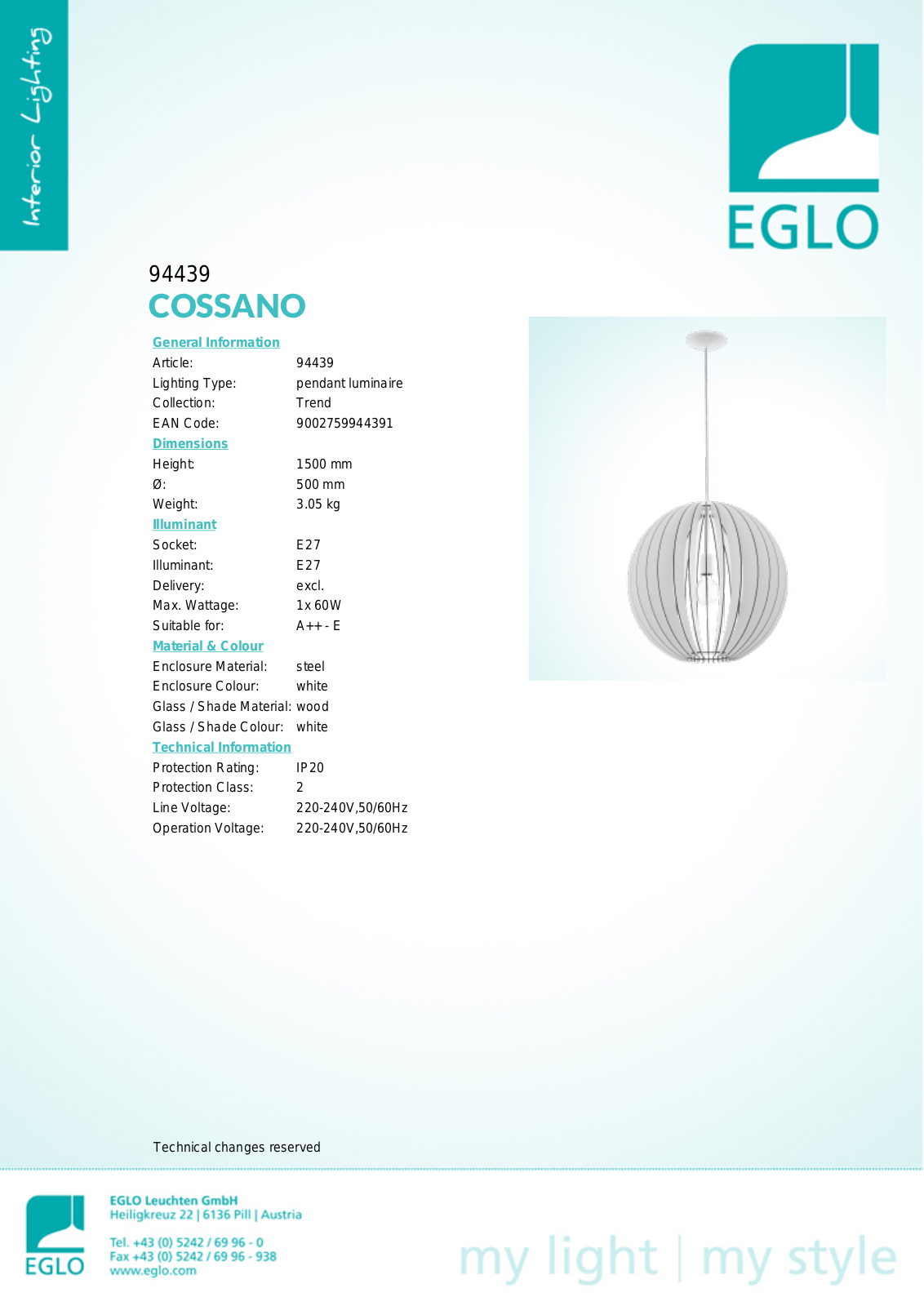 Eglo 94439 Service Manual