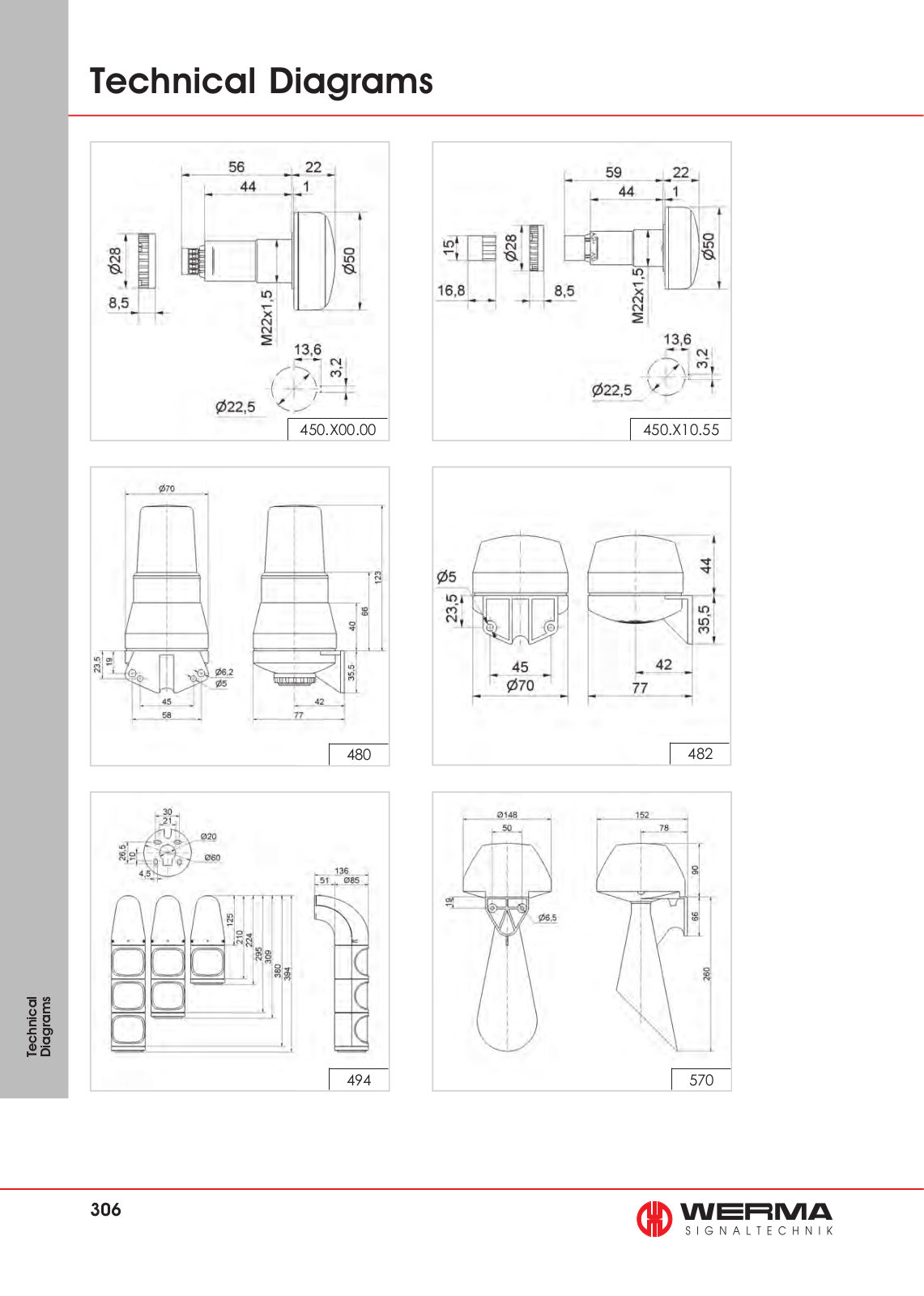 Werma 450.X00.00, 450.X10.55, 480, 482, 494 Technical Diagrams