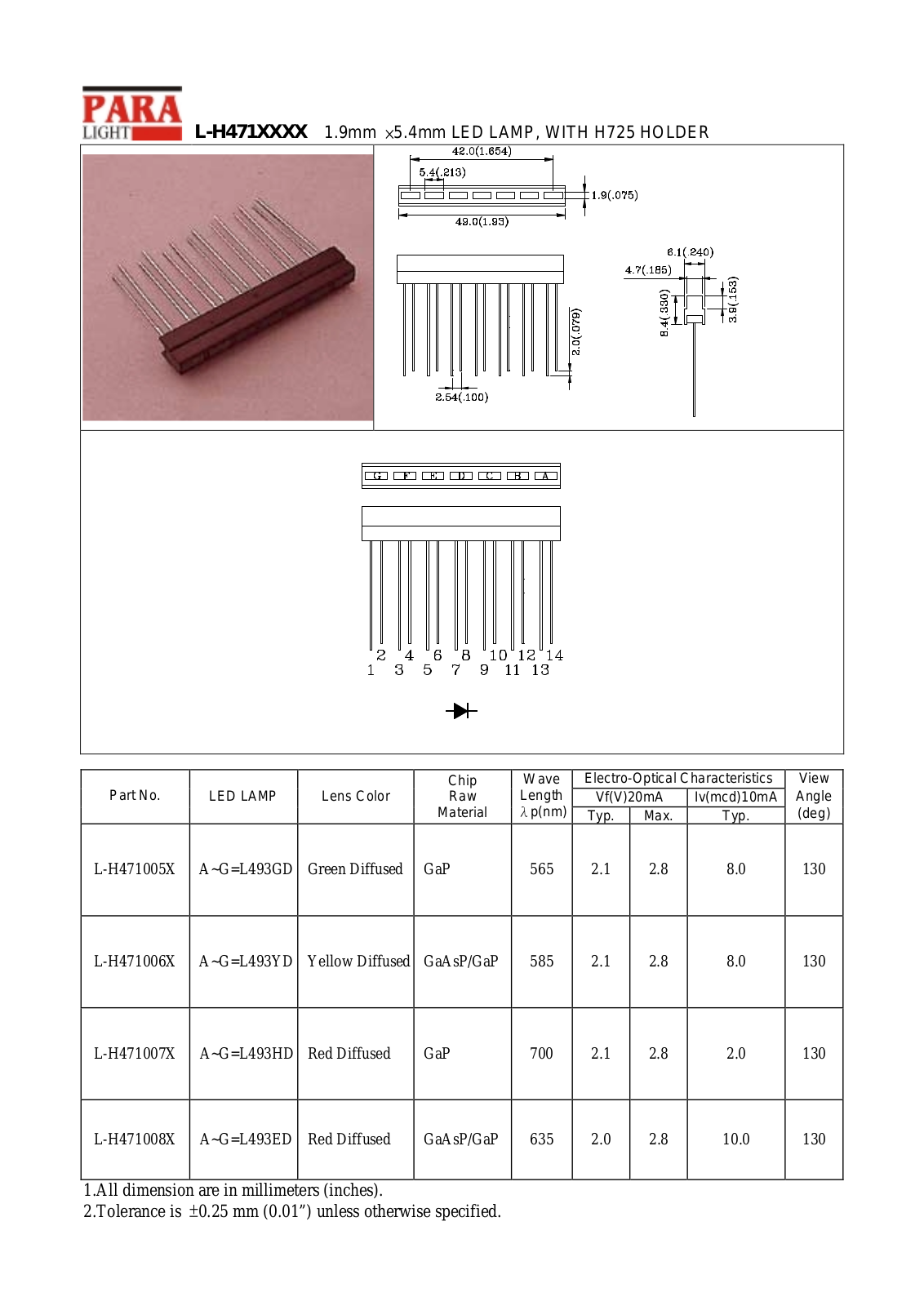 PARA L-H371008X, L-H371007X, L-H371006X, L-H371005X Datasheet