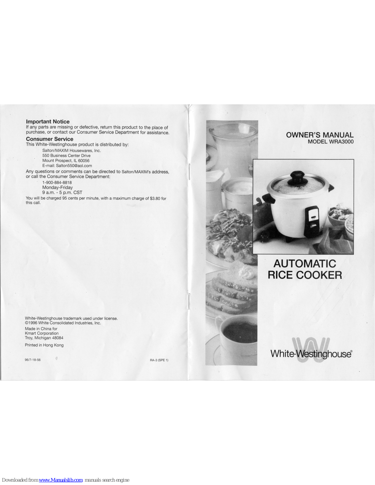 White-Westinghouse WRA3000 Owner's Manual